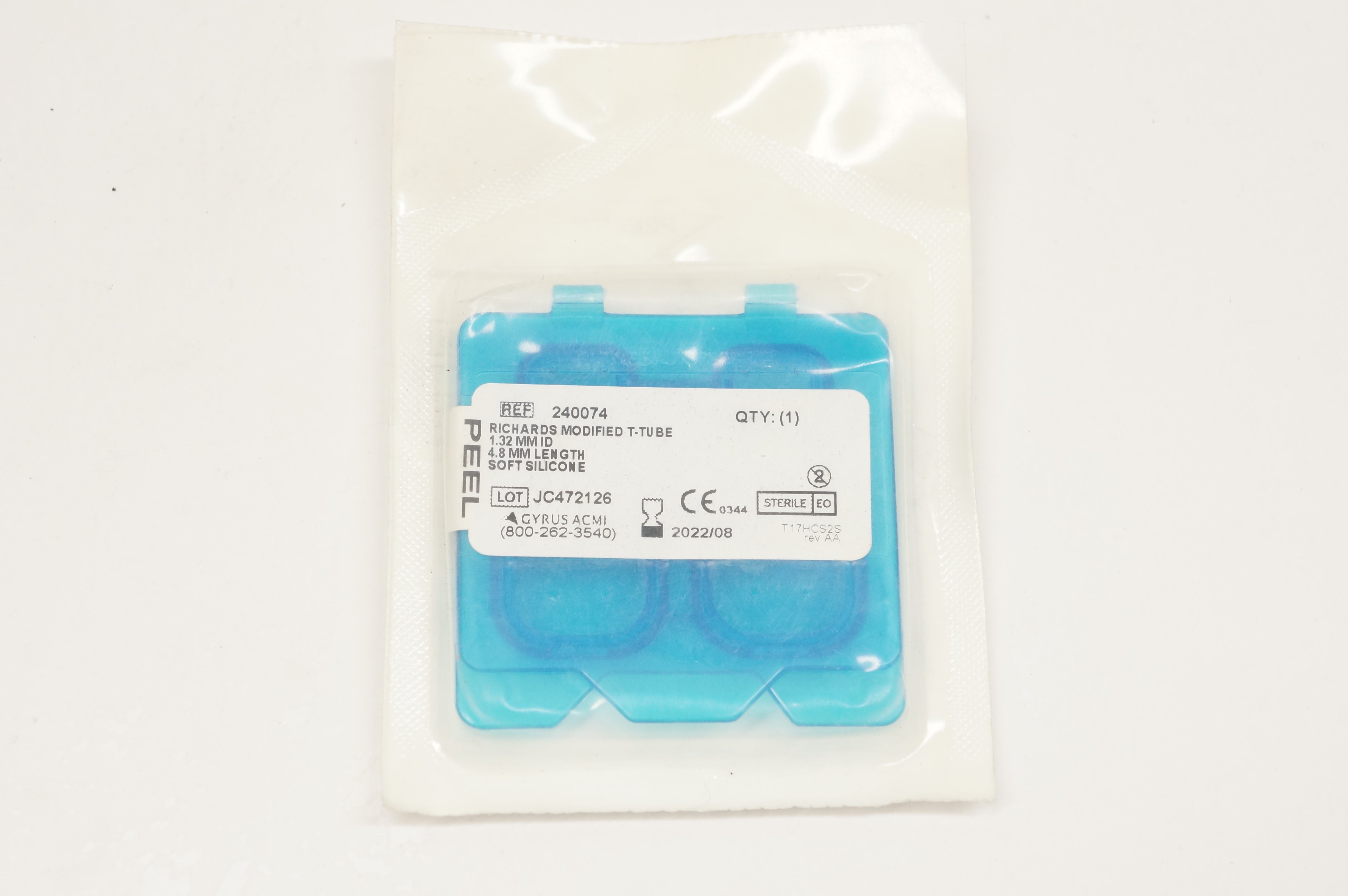 Gyrus ACMI 240074 Richards Modified TTube 1.32mm ID, 4.8mm Length