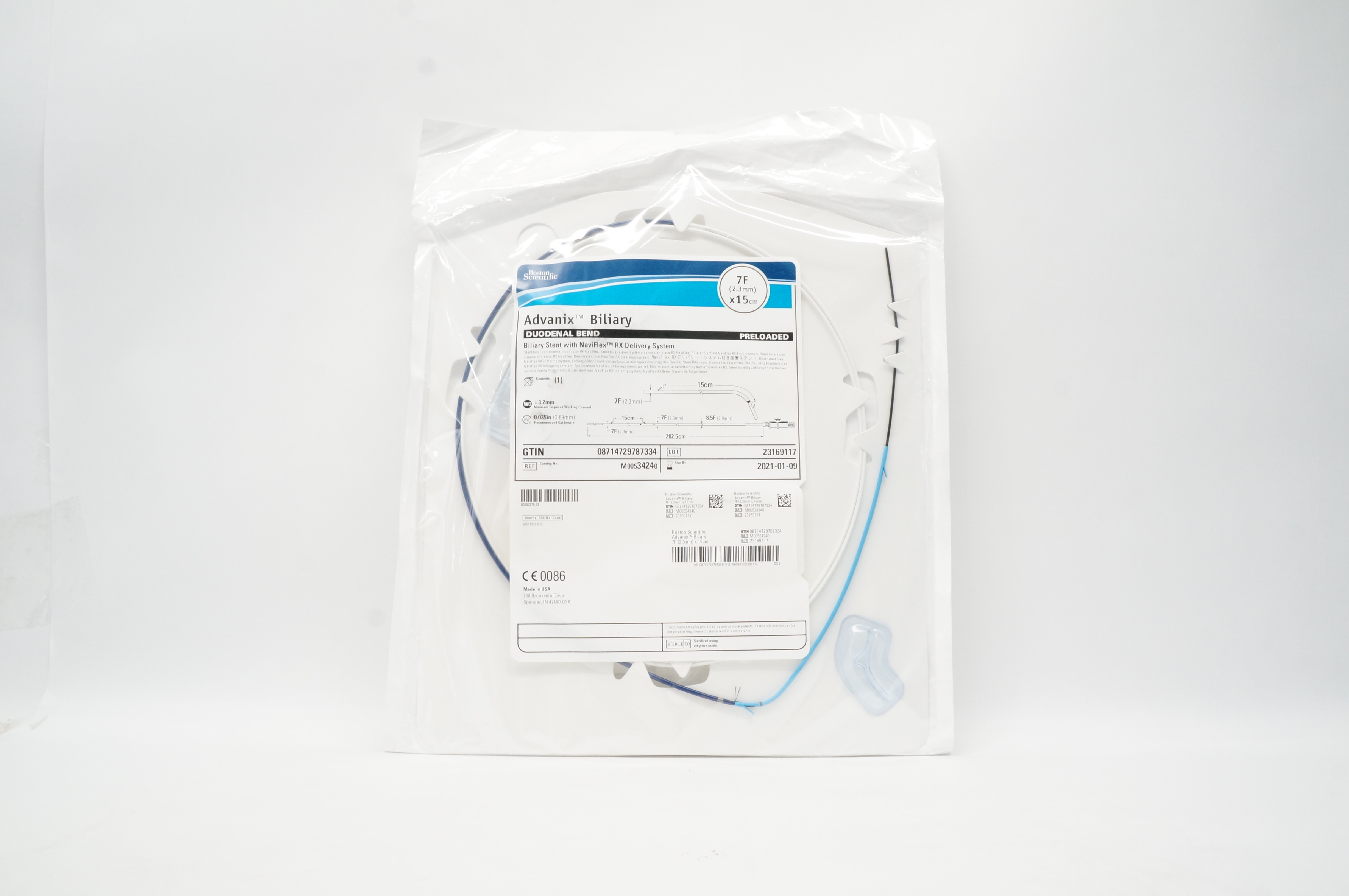 Boston Scientific M00534240 Advanix Biliary Duodenal Bend Stnt 7F x 15cm (x)