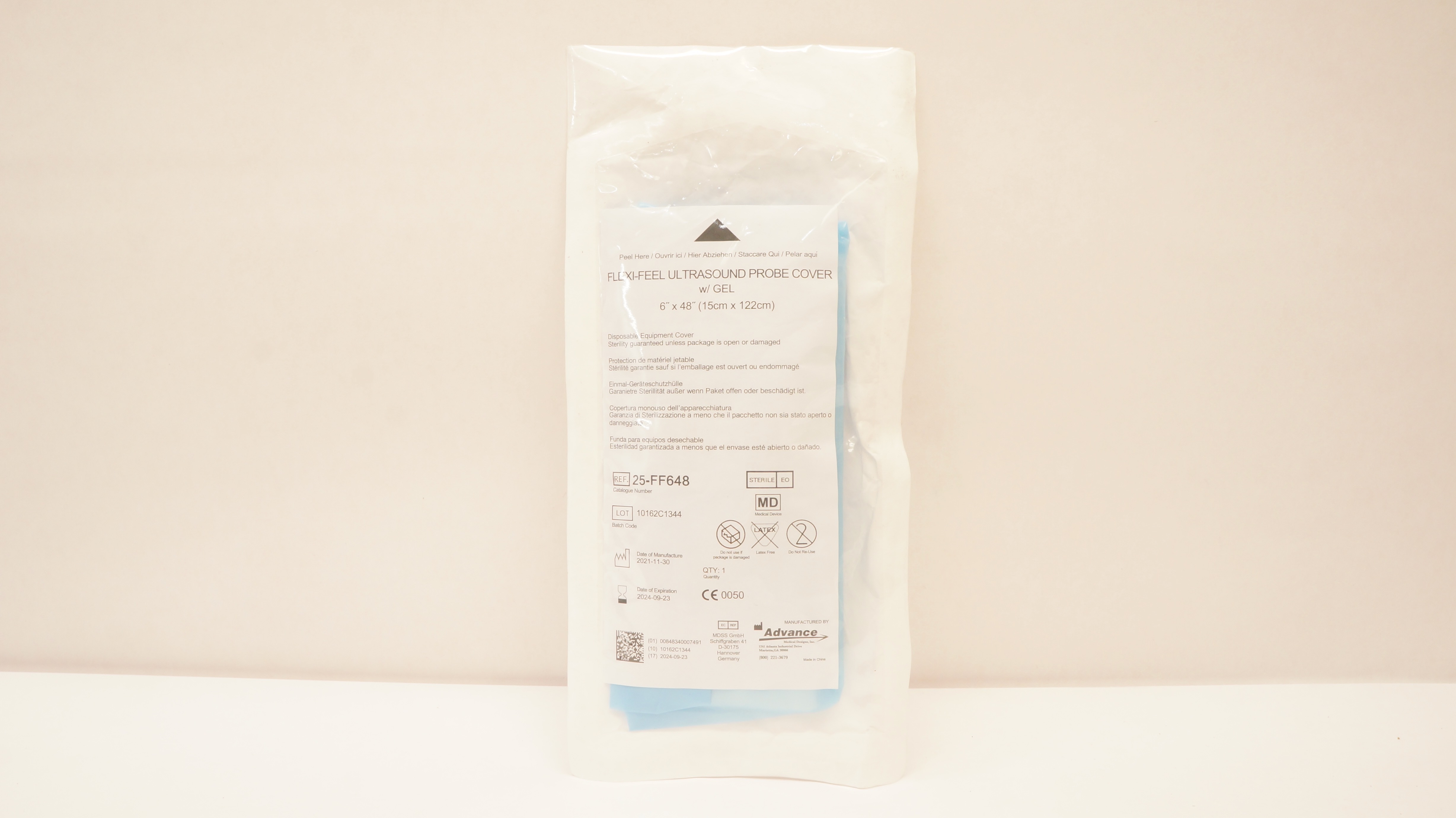 Advance 25-FF648 Flexi-Feel Ultrasound Probe Cover w/Gel 6inch x 48inch