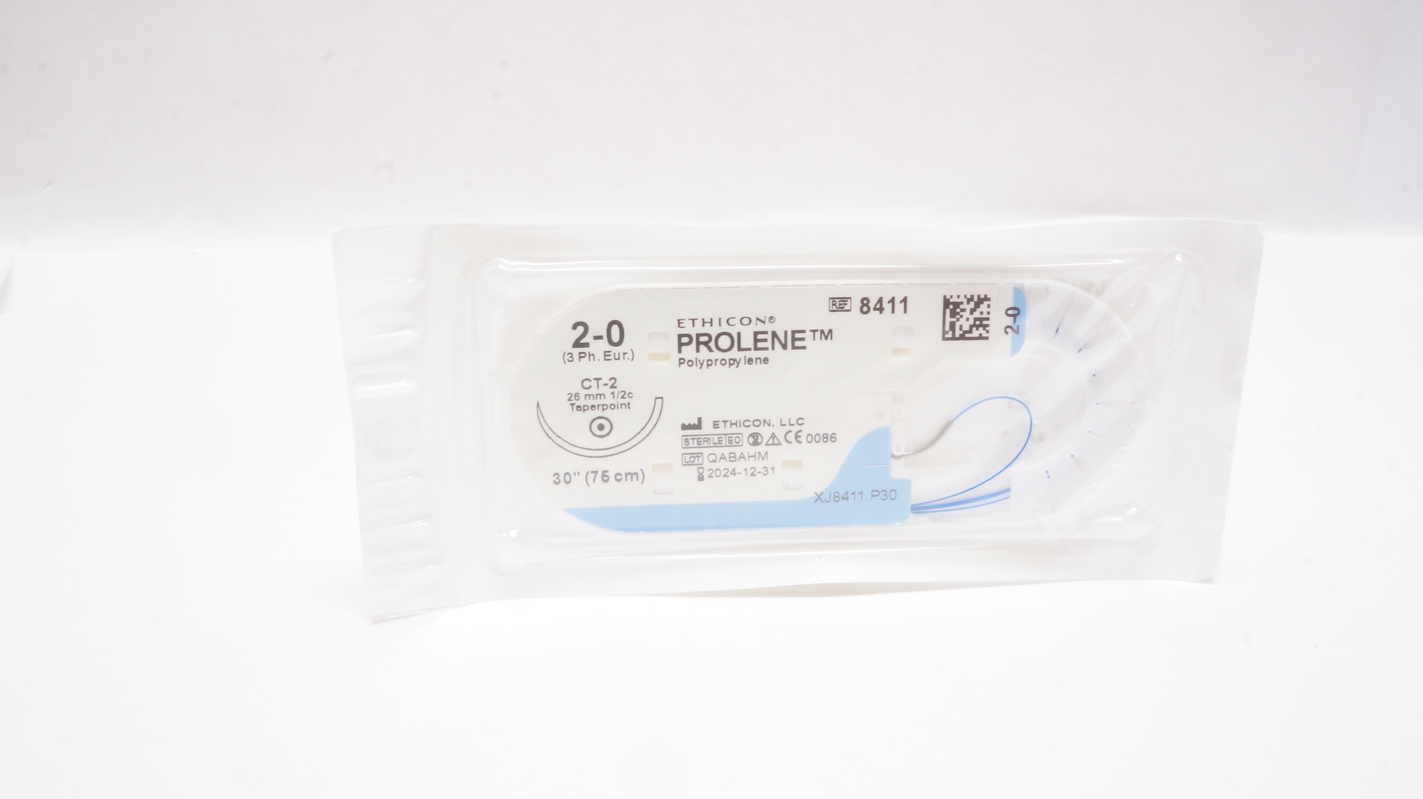 Ethicon 8411 2-0 PROLENE Polypropylene Stre CT-2, 26mm 1/2c Taperpoint, 30inch