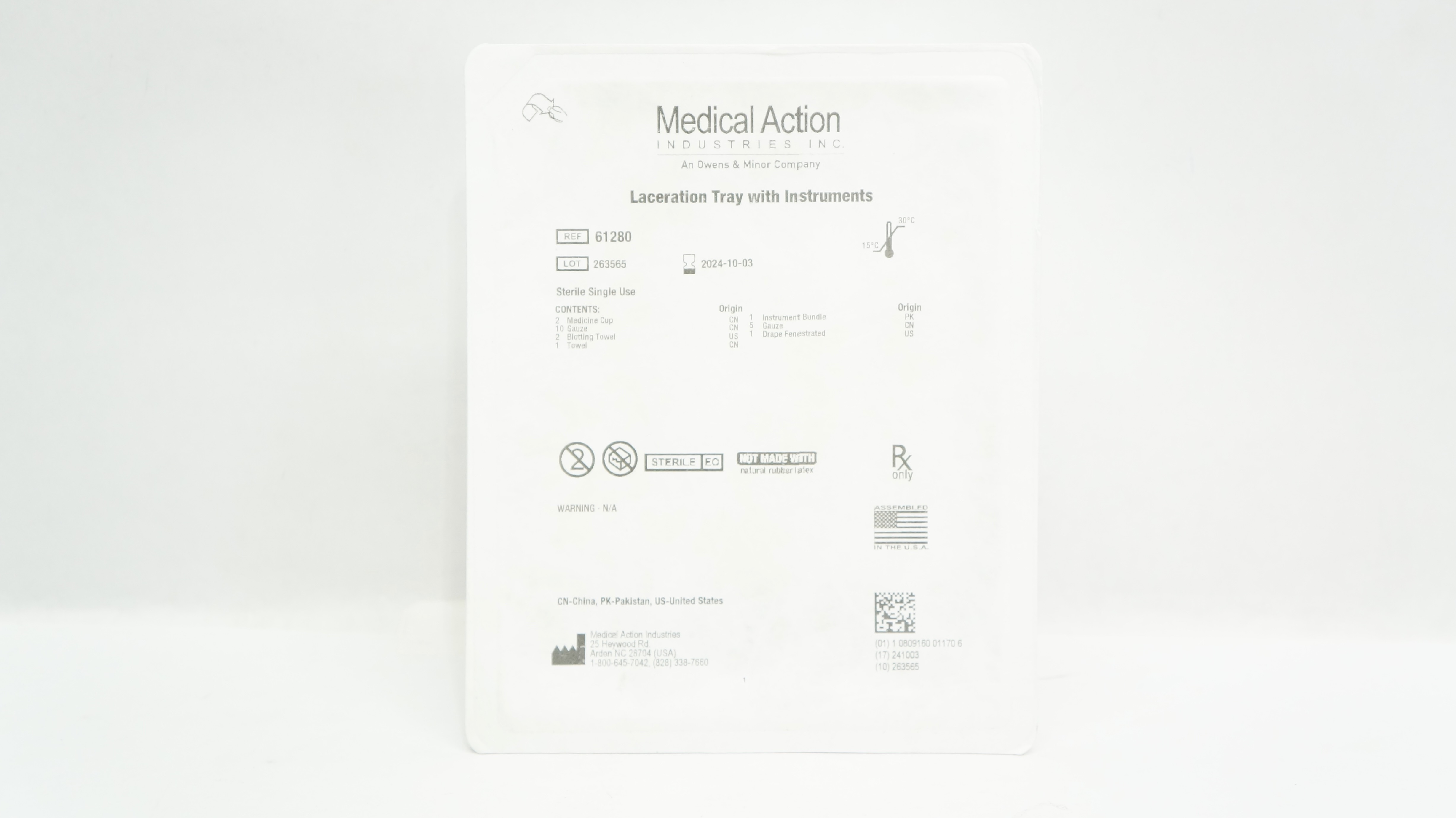 Medical Action 61280 Laceration Tray With Instruments