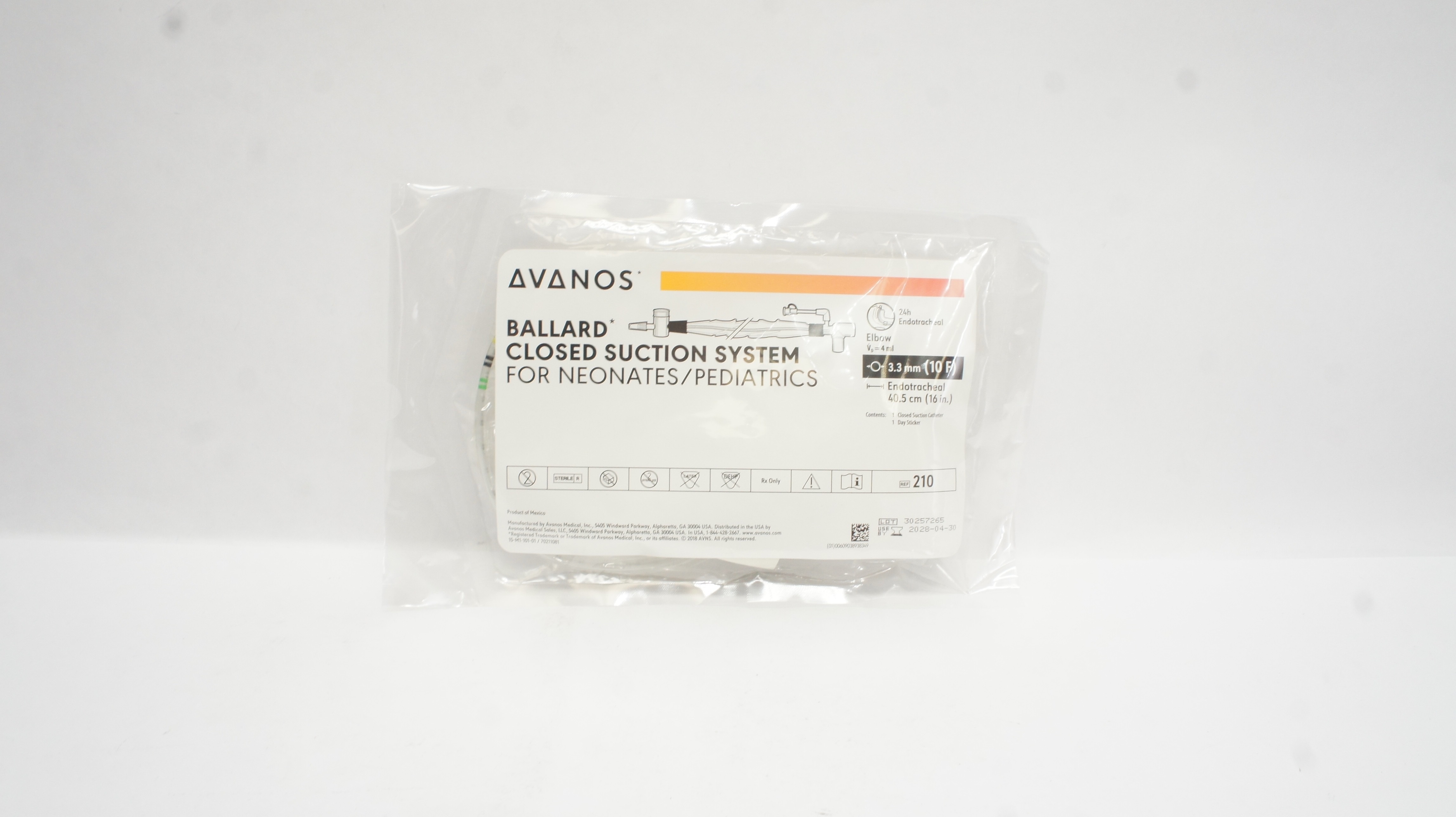 Avanos 210 Ballard Closed Suction System for Neonates/Pediatrics 10F x 16inch