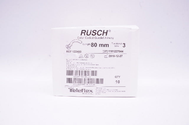 Rusch 122480 Color Coded Guedel Airway 80mm, Traditional Size 3 - Box of 5