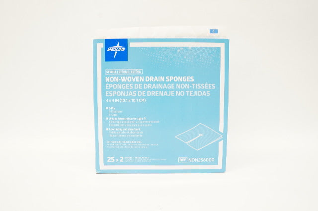 Medline NON256000 Non-Woven Drain Sponges 6-Ply 4inch x 4inch - Box of 19