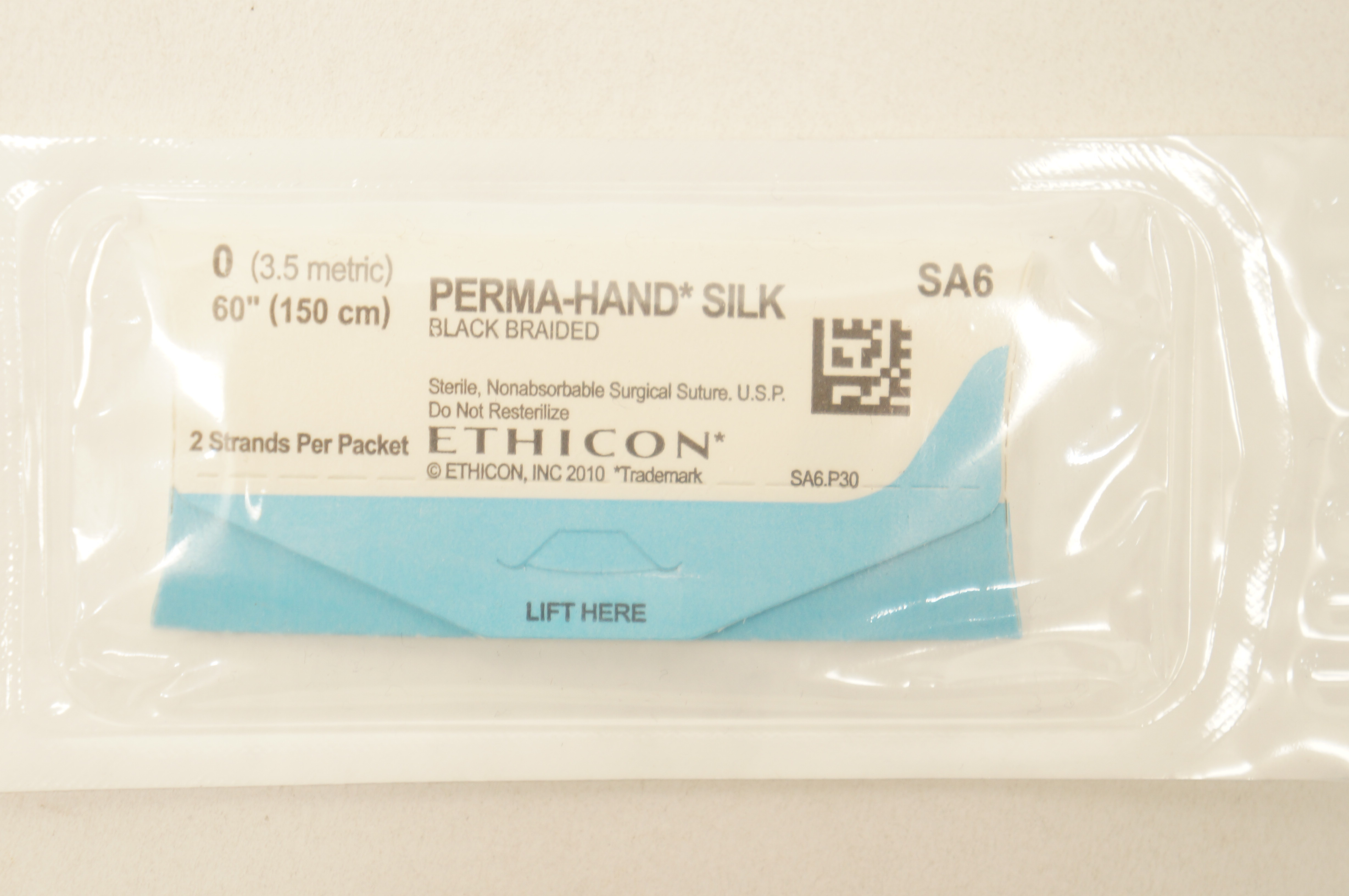 Ethicon SA6 0 PERMA-HAND SILK Black Braided, 60inch