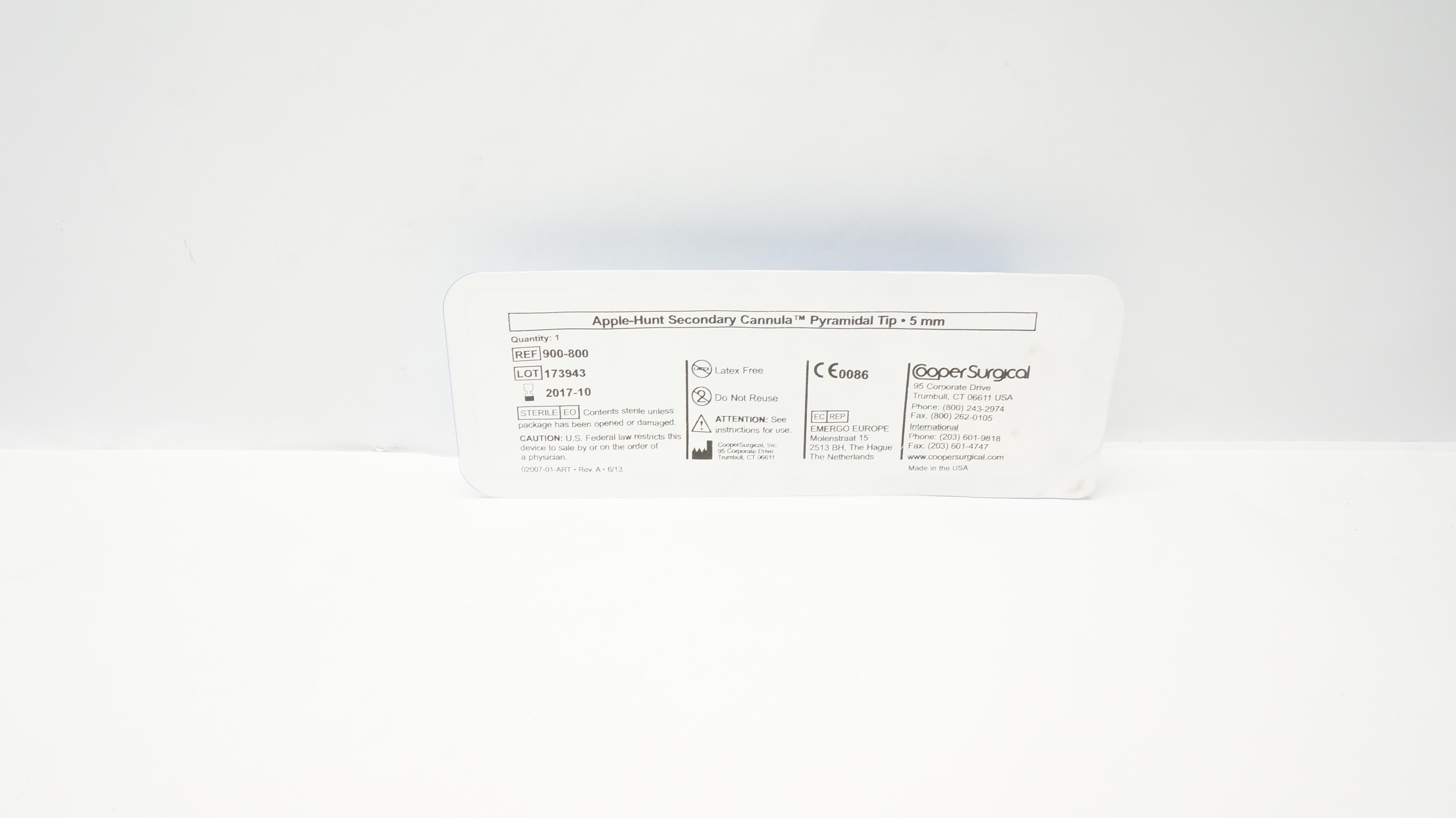 Cooper Surgical 900-800 Apple-Hunt Secondary Cannula Pyramidal Tip 5mm (x)