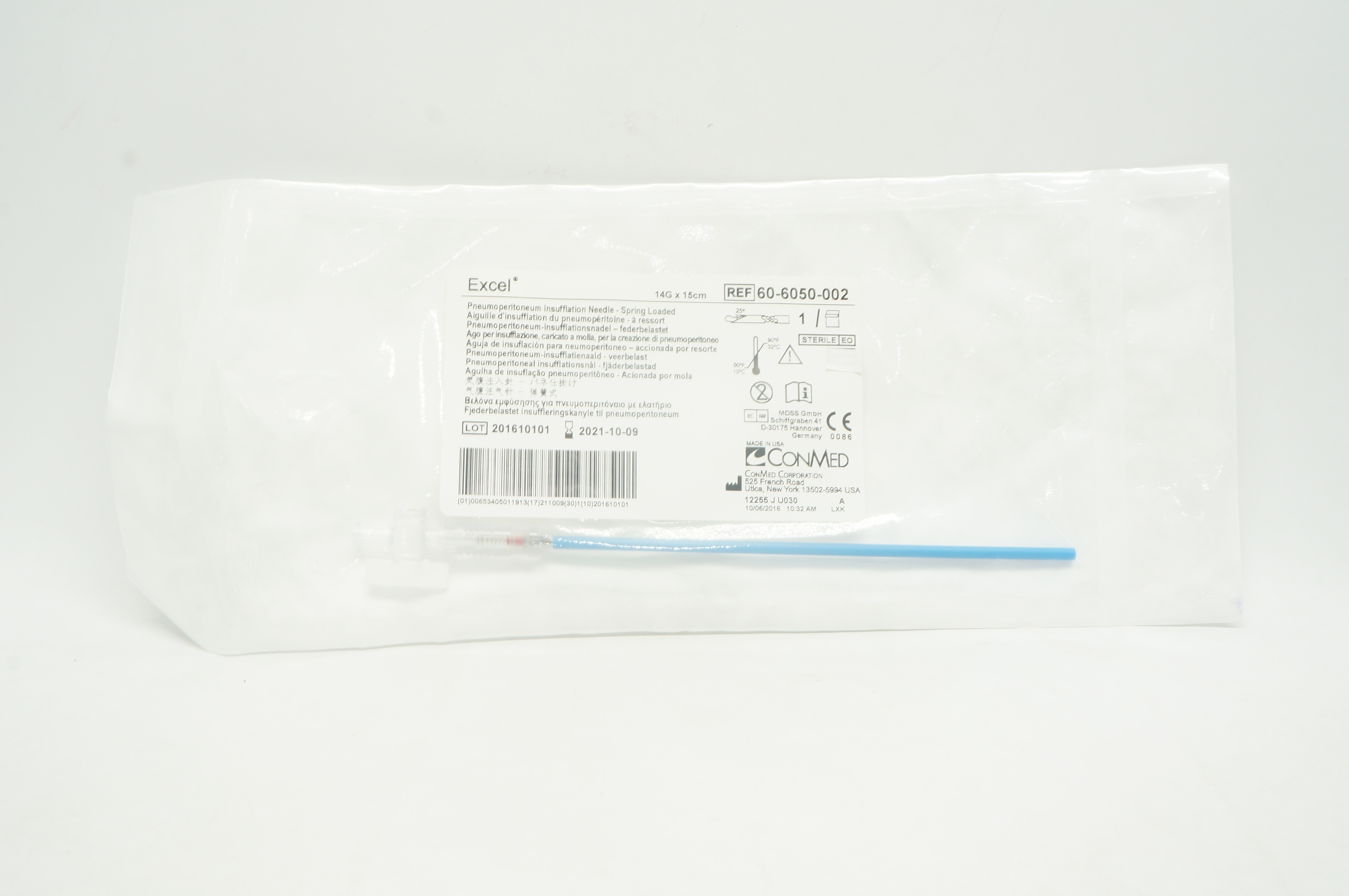 Conmed 60-6050-002 Excel Pneumoperitoneum Insufflation Ndle 14G x 15cm