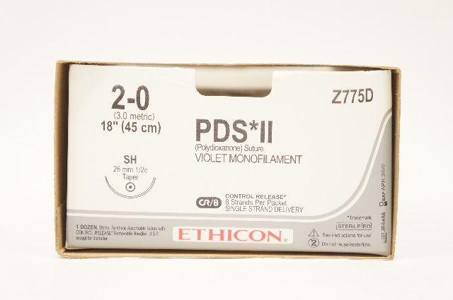 Ethicon Z775D 2-0 PDS II Polydioxanone Stre SH 26mm,18 inch CR/8 (x ...
