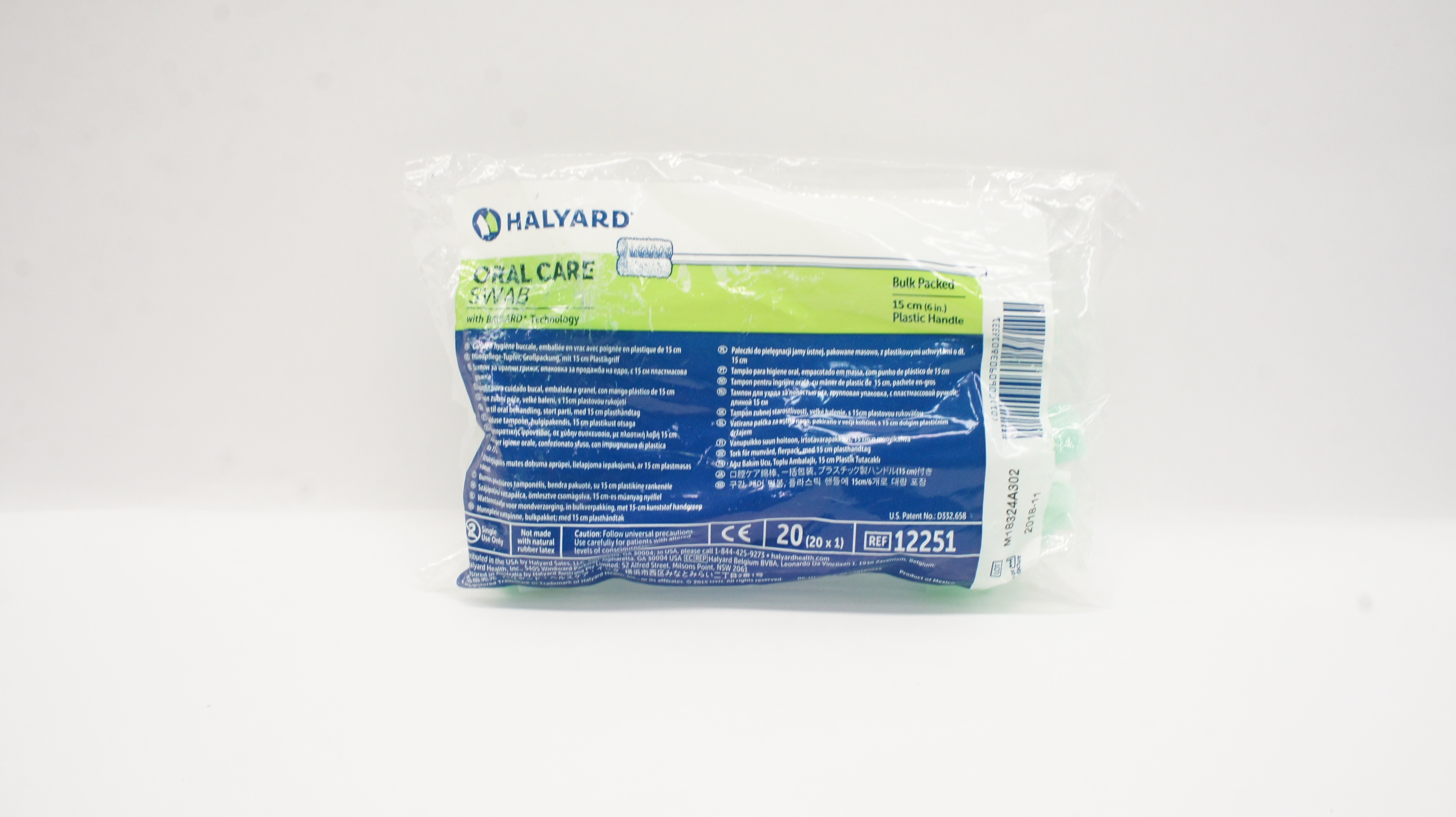 Halyard 12251 Oral Care Swab, Plastic Handle 6inch - Pack of 20