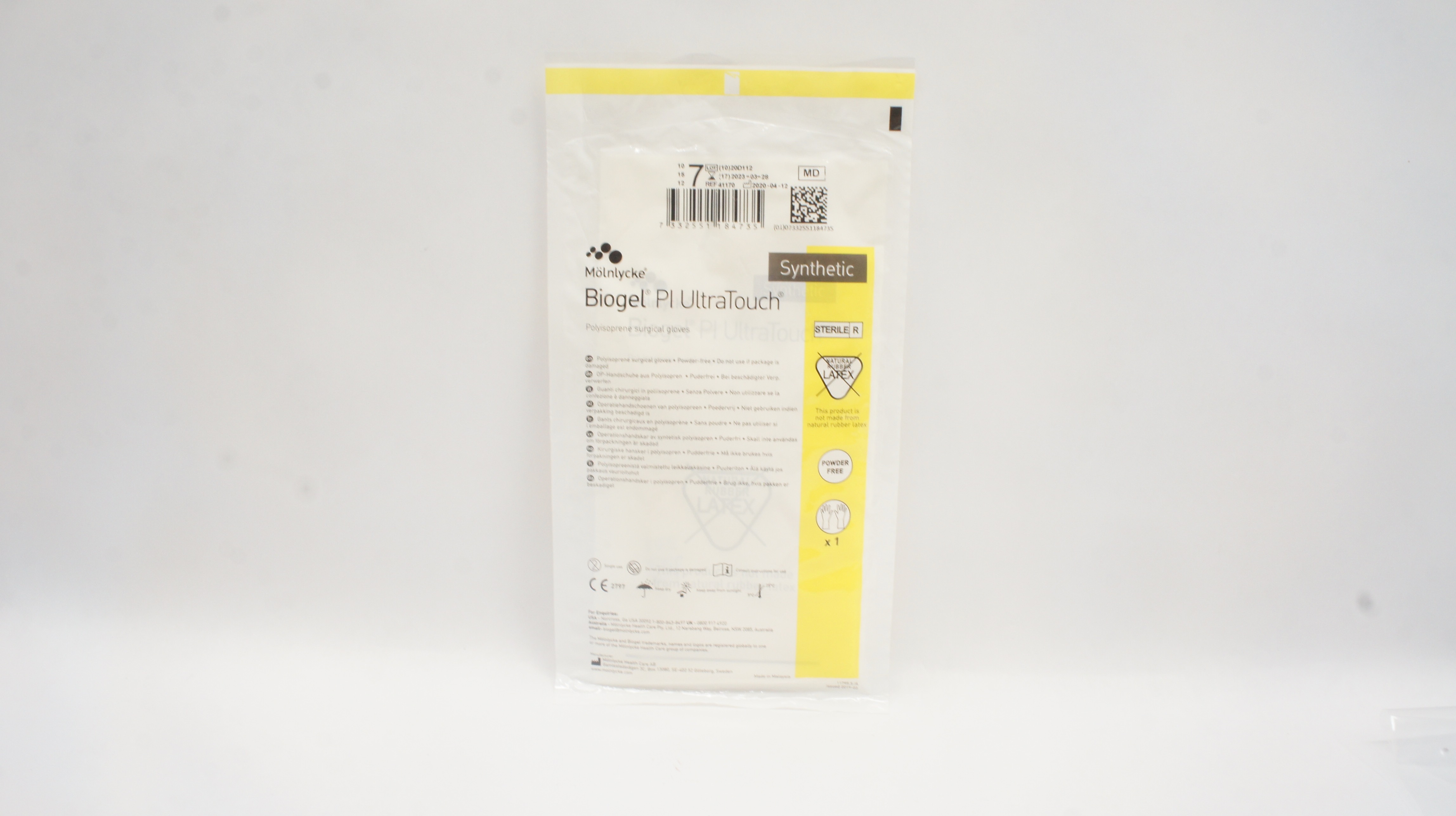 Molnlycke Healthcare 41170 Biogel Pl UltraTouch Synthetic Surgical Gloves Size 7