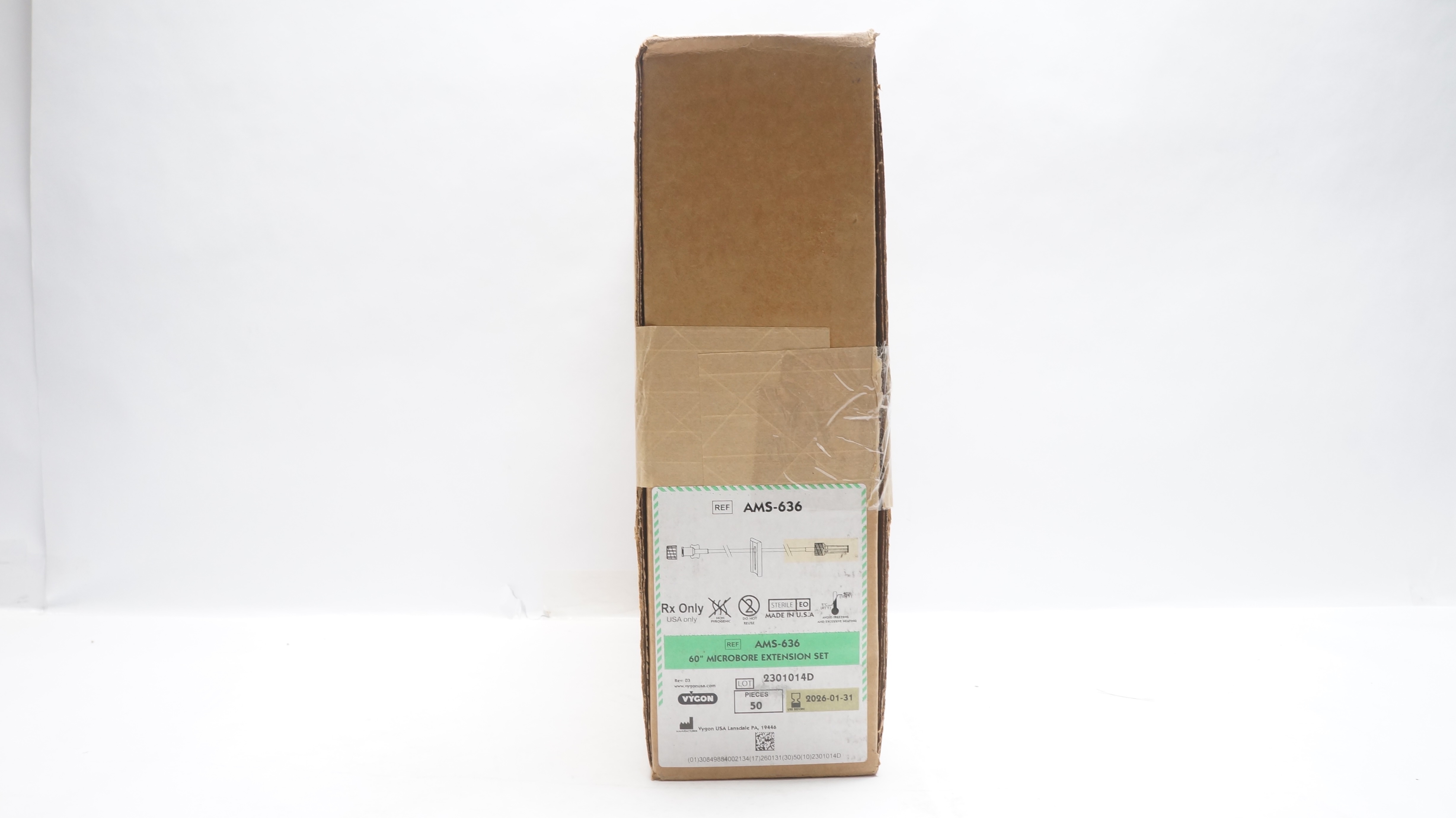 Vygon AMS-636 Microbore Extension Set Priming Volume 2.0 ml x 60in - Case of 50