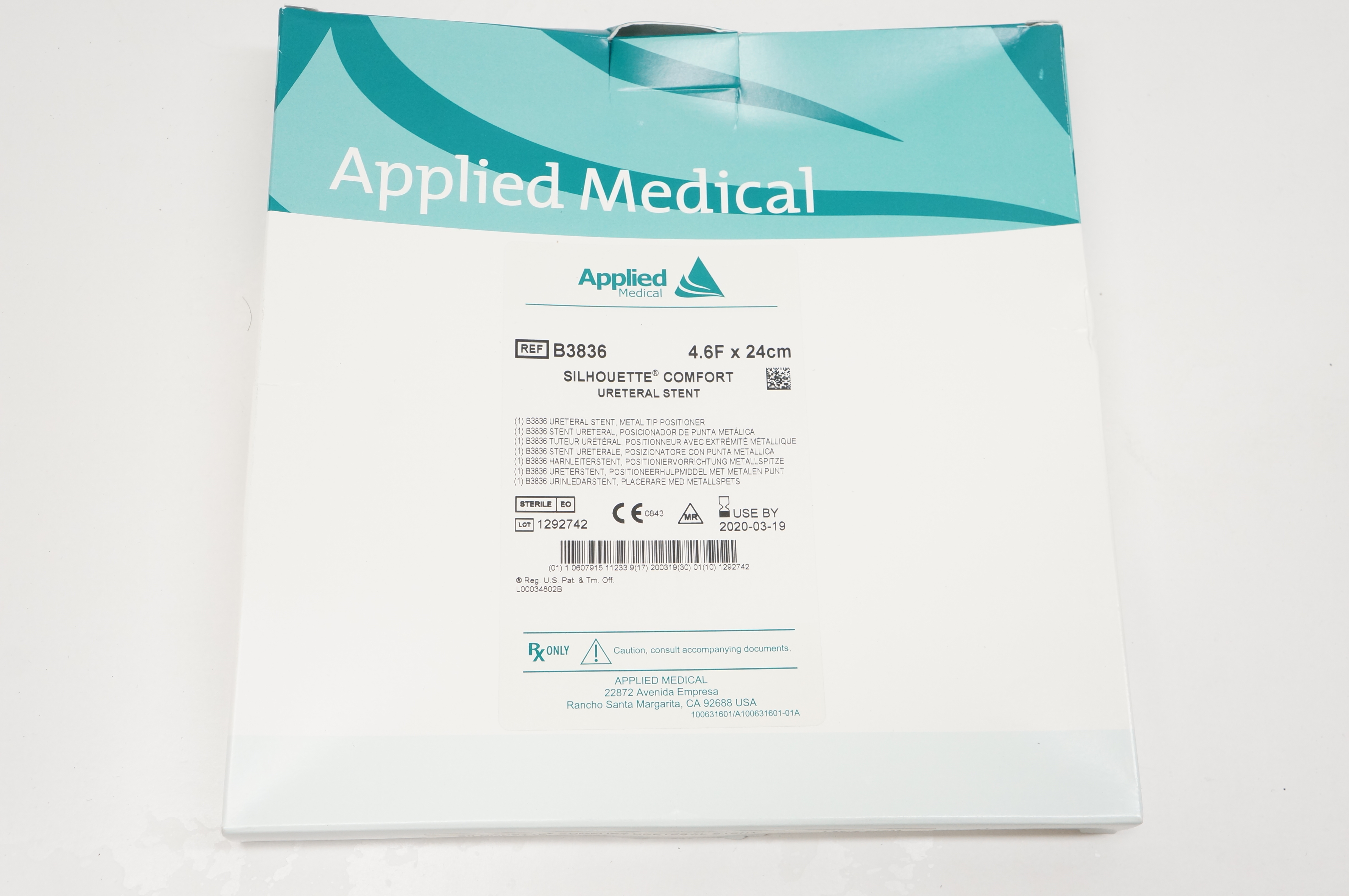 Applied Medical B3836 Silhouette Comfort Ureteral Stnt 4.6F x 24cm (x)