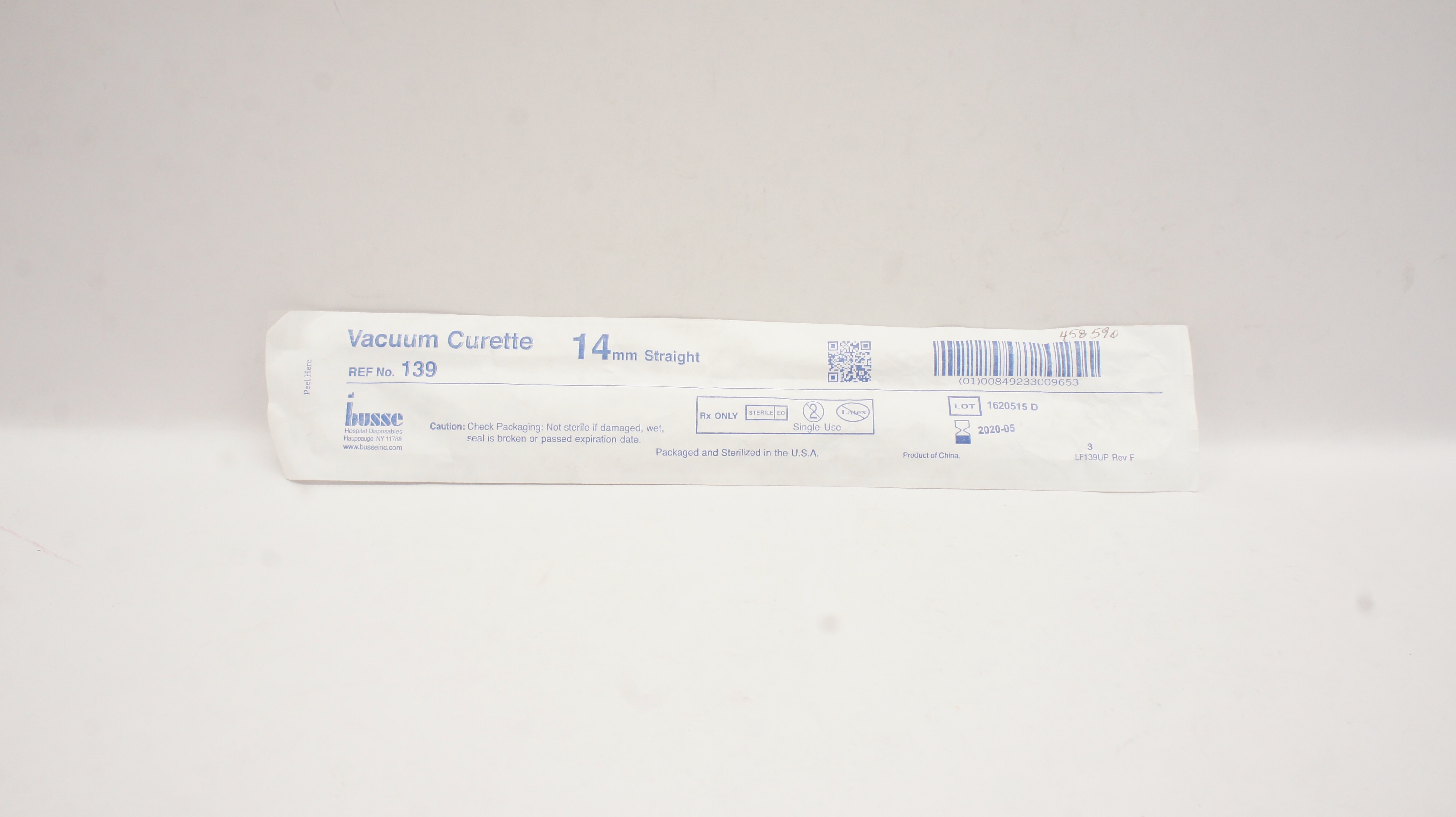 Busse 139 Sterile 14mm Straight Vacuum Curette 14mm (x)