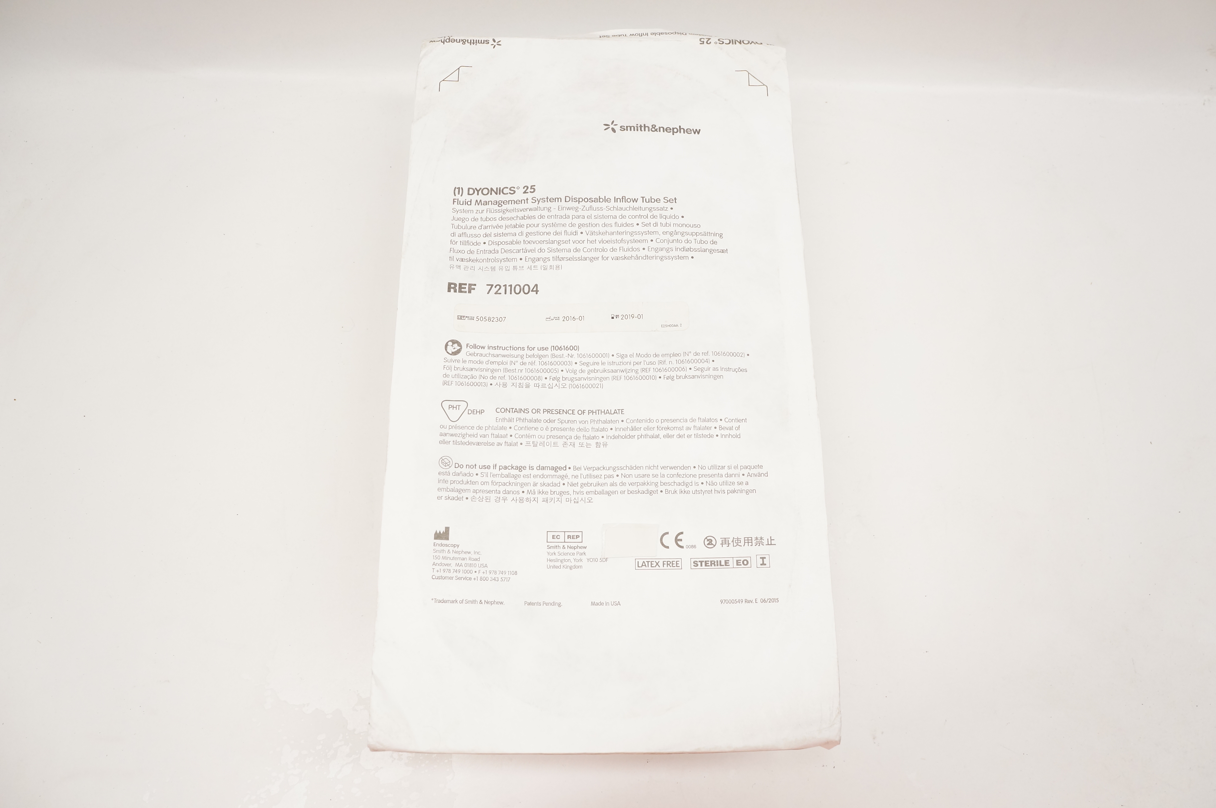 Smith&Nephew 7211004 DYONICS 25 Fluid Management System Inflow Tube Set (x)