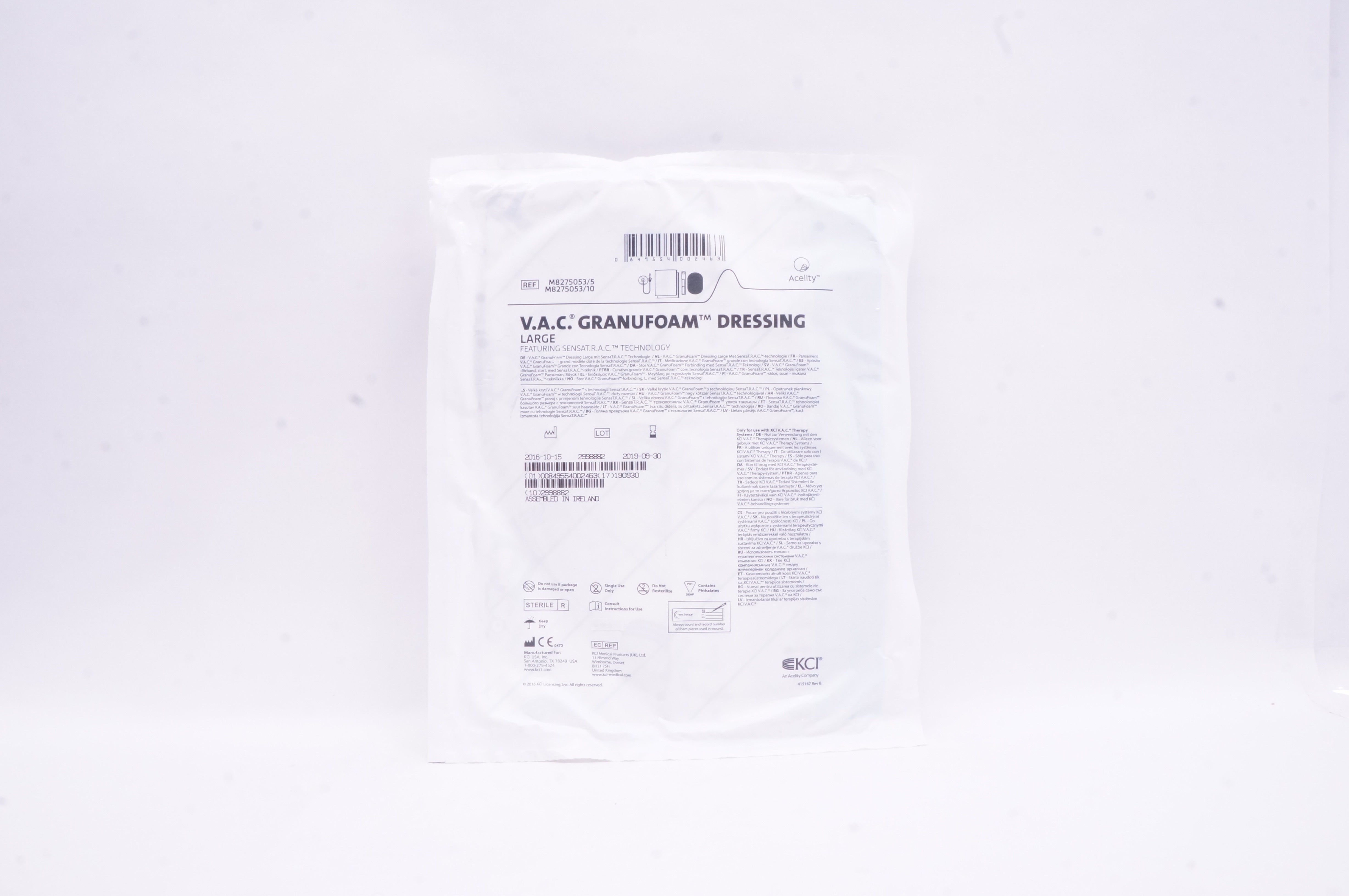 KCI M8275053/5 V.A.C. Granufoam Dressing Large (x)