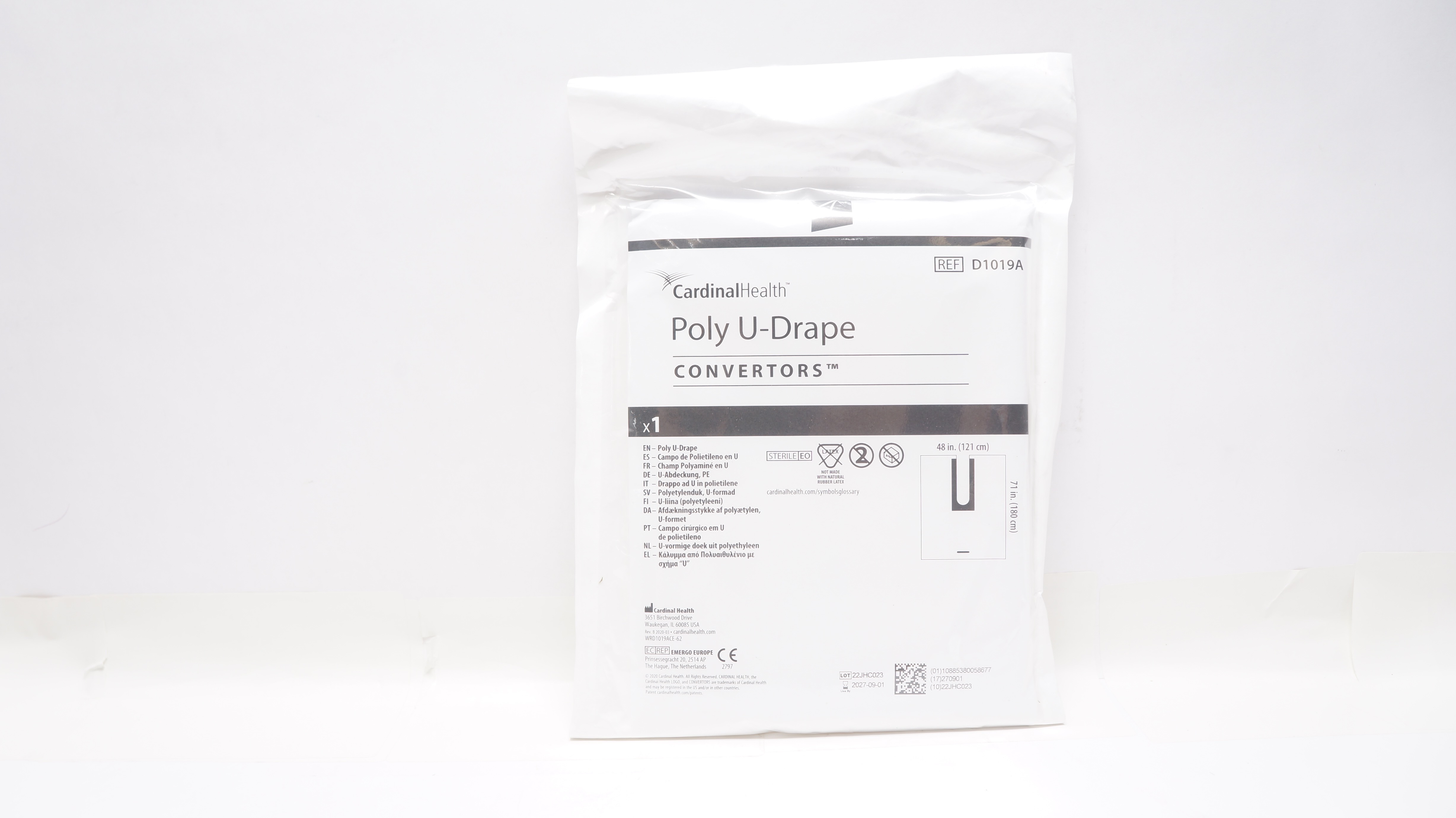 Cardinal Health D1019A Convertors Poly U-Drape 48inch x 71inch