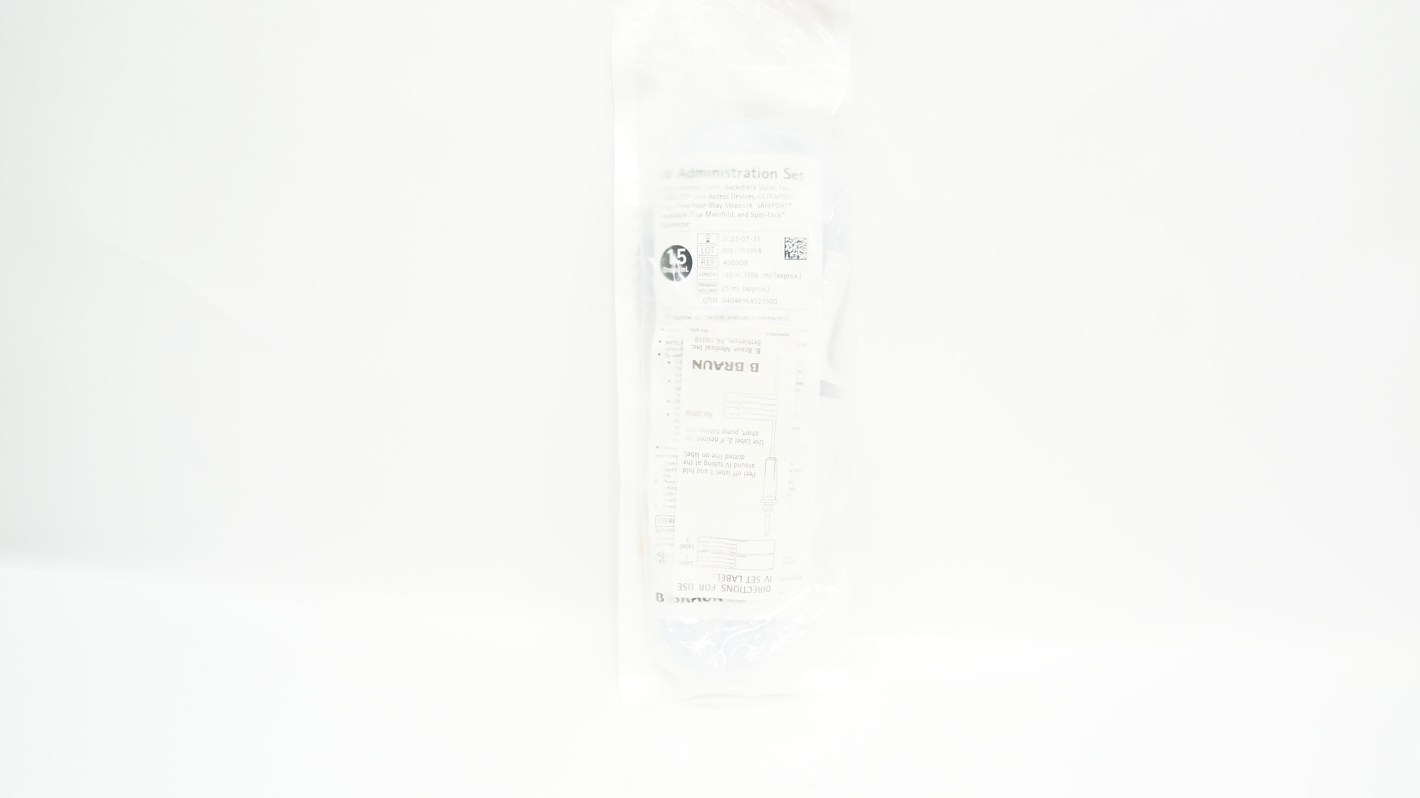 Braun 490309 IV Administration Set 140inch x 25mL,  15Drops/mL (x)