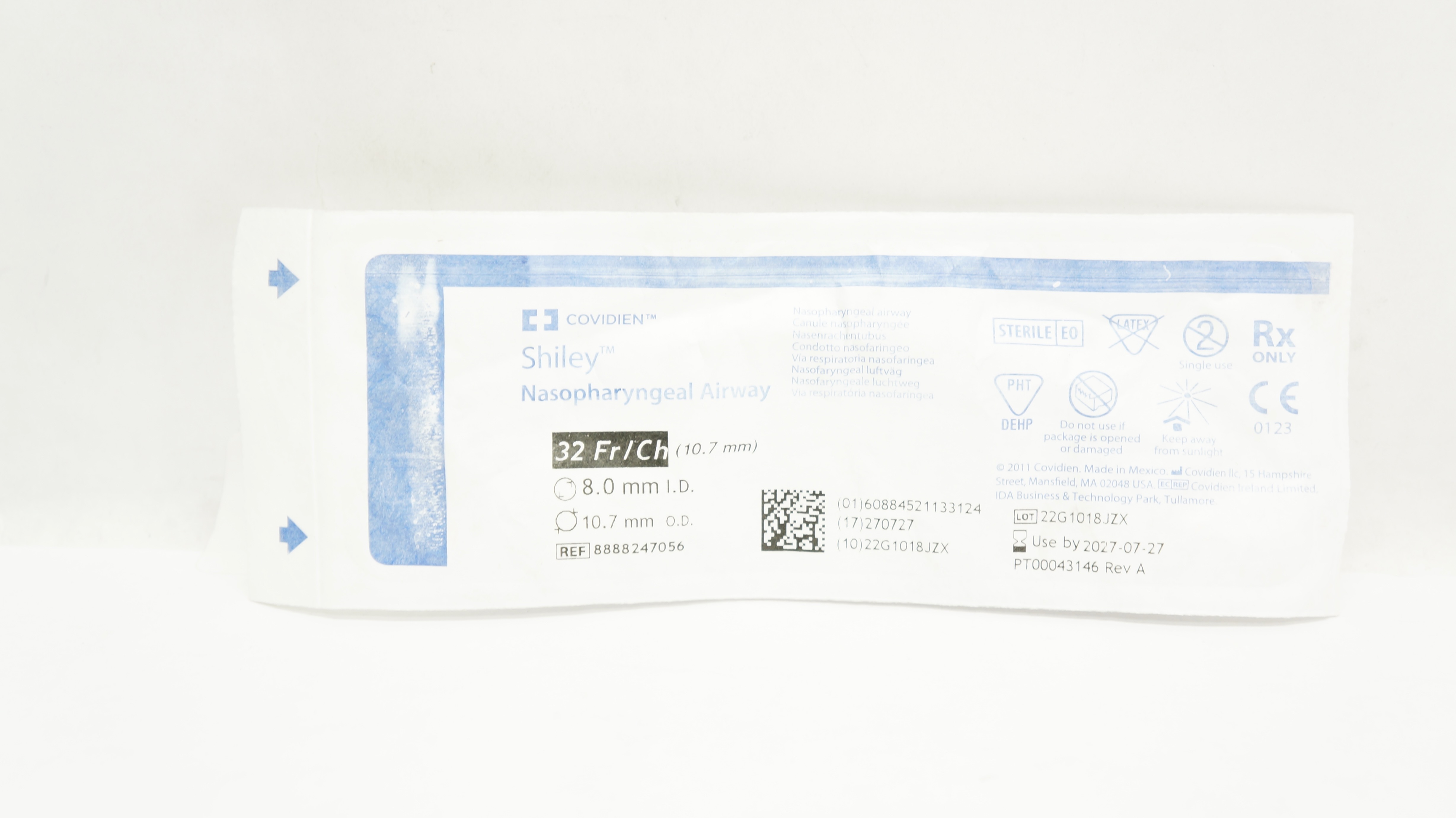 Covidien 8888247056 Shiley Nasopharyngeal Airway 32Fr/Ch 8.0ID x 10.7mm OD