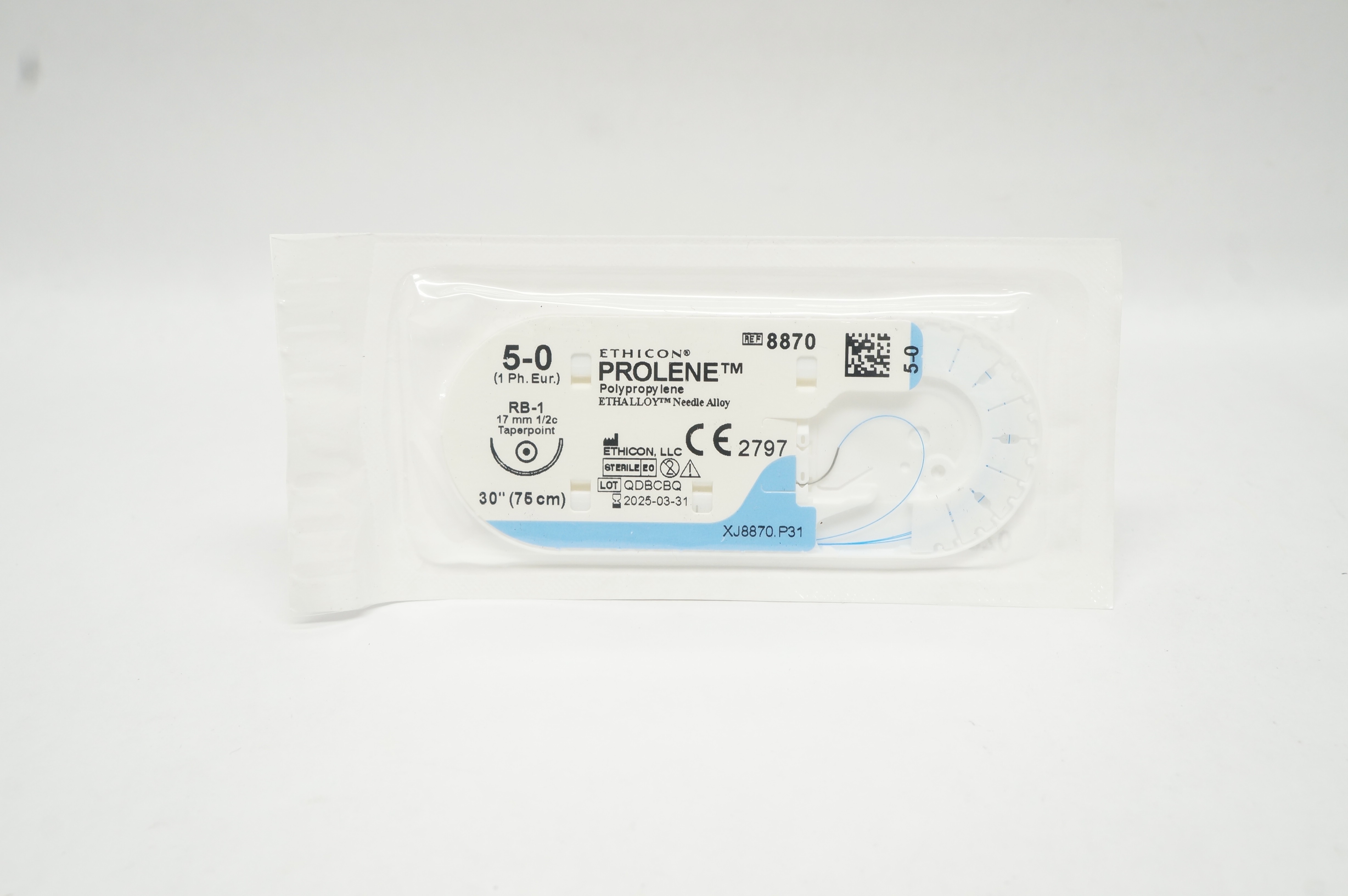 Ethicon 8870 5-0 Prolene Polypropylene Stre RB-1 17mm 1/2c Taperpoint, 30 inch