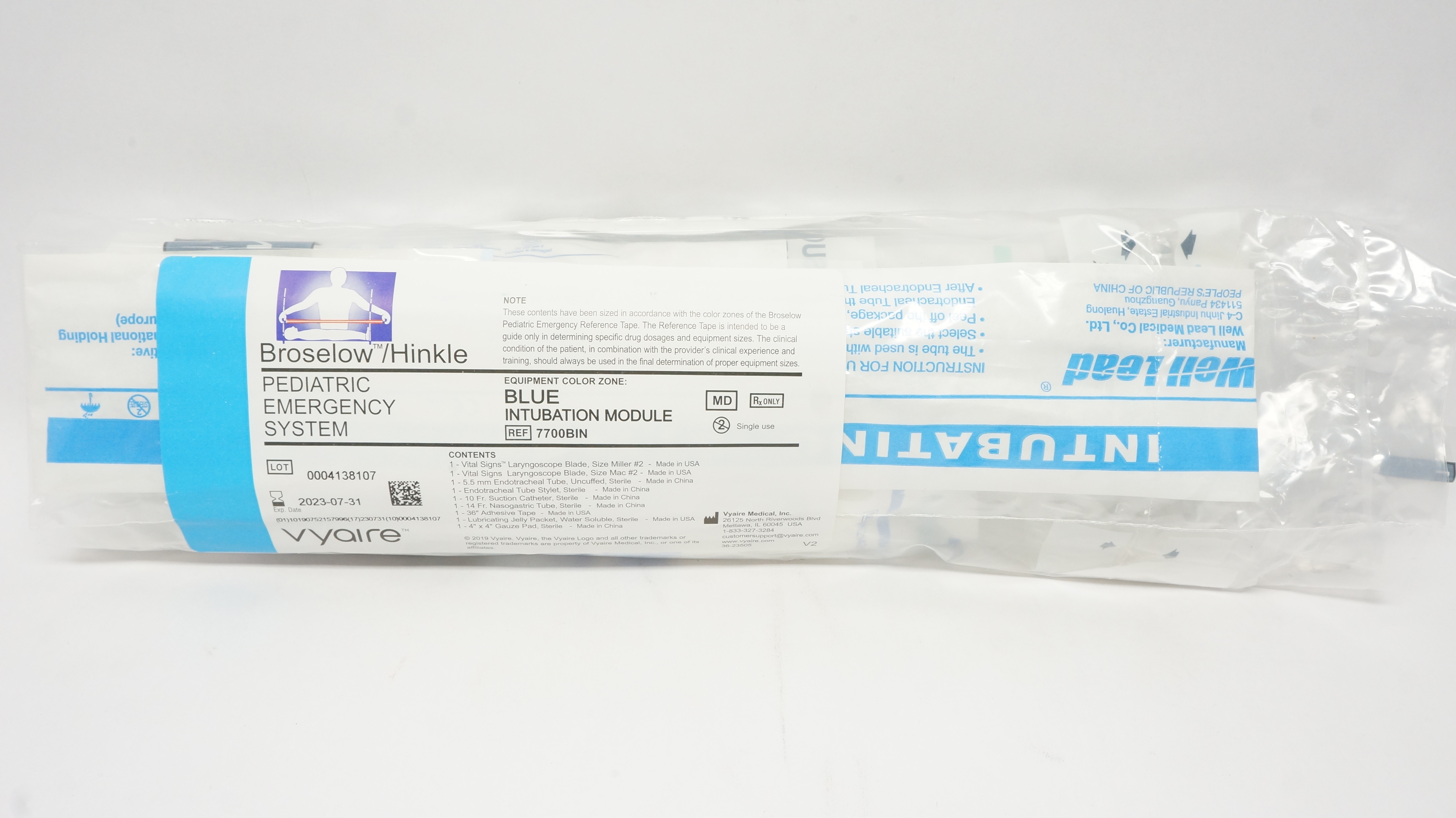 Vyaire 7700BIN Broselow/Hinkle Pediatric Emergency System Intubation ...