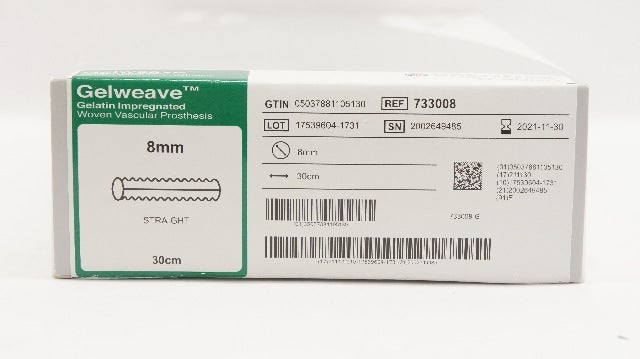 Terumo 733008 Vascutek Gelweave Woven Vascular Prosthesis 8mm x 30cm (x)