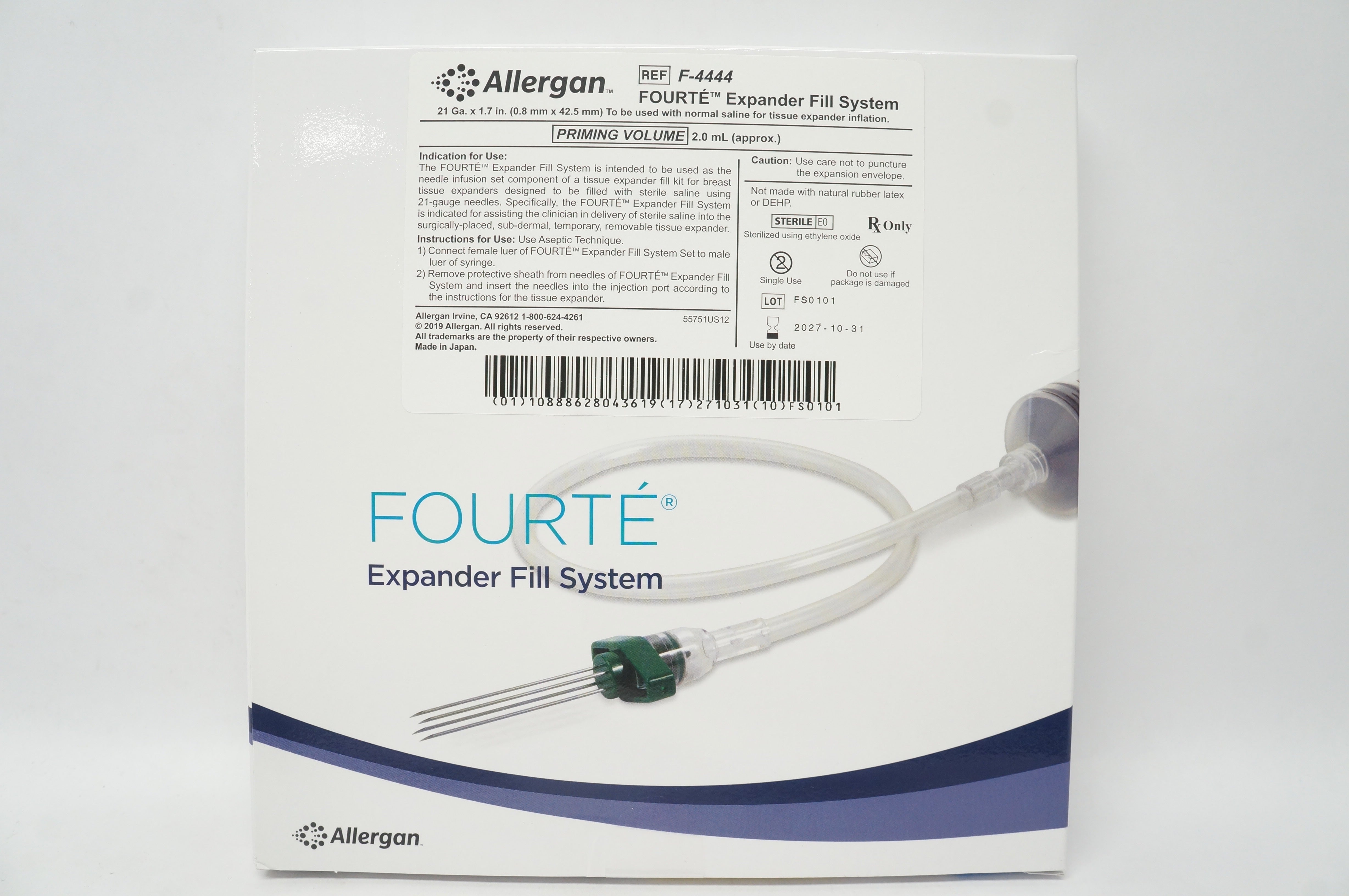 Allergan F4444 Fourte Expander Fill System 21 Ga x 1.7 inch Priming