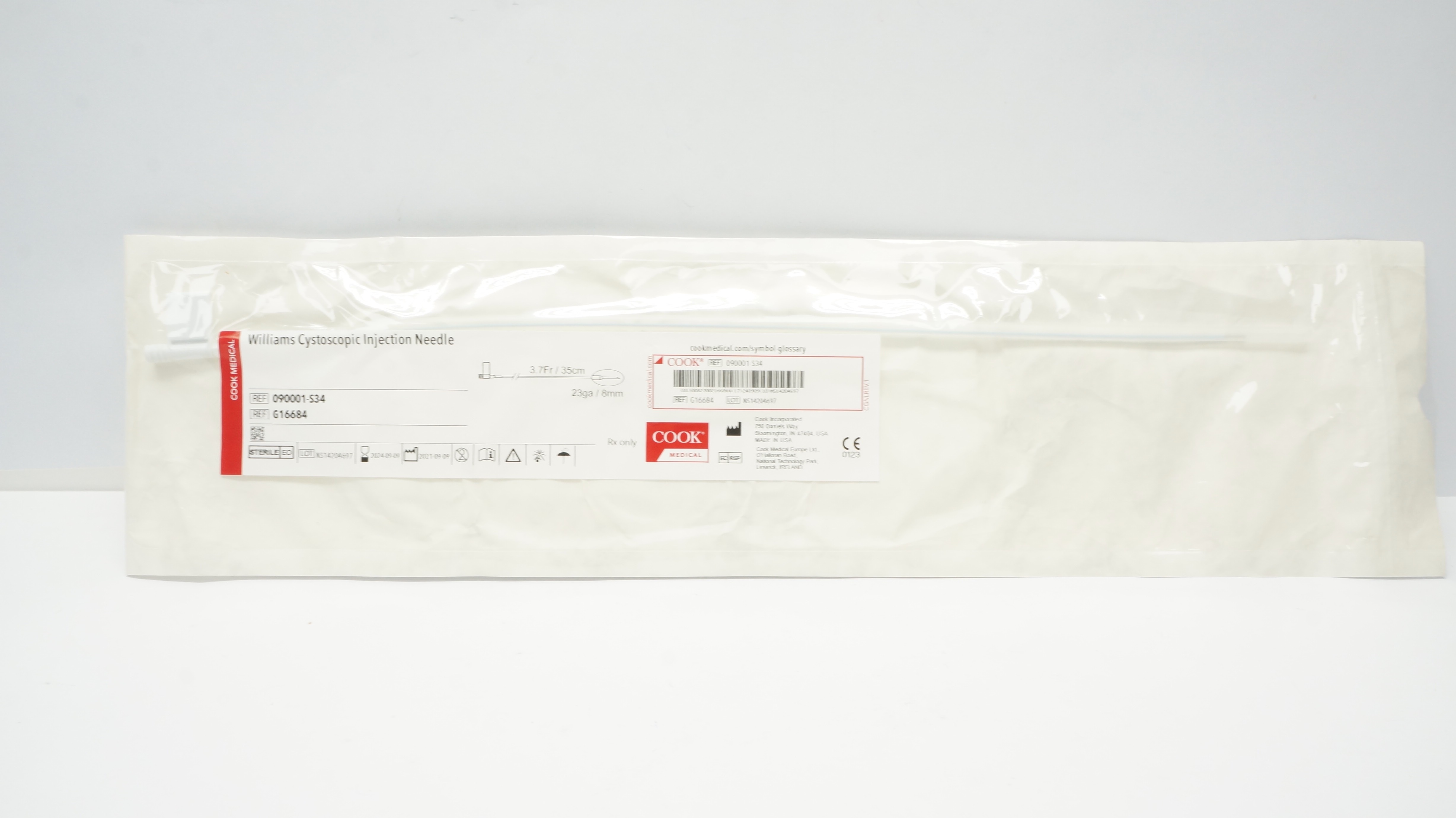 Cook Medical G16684 Williams Cystoscopic Injection Ndle 3.7Fr/35cm 23Ga/8mm (x)