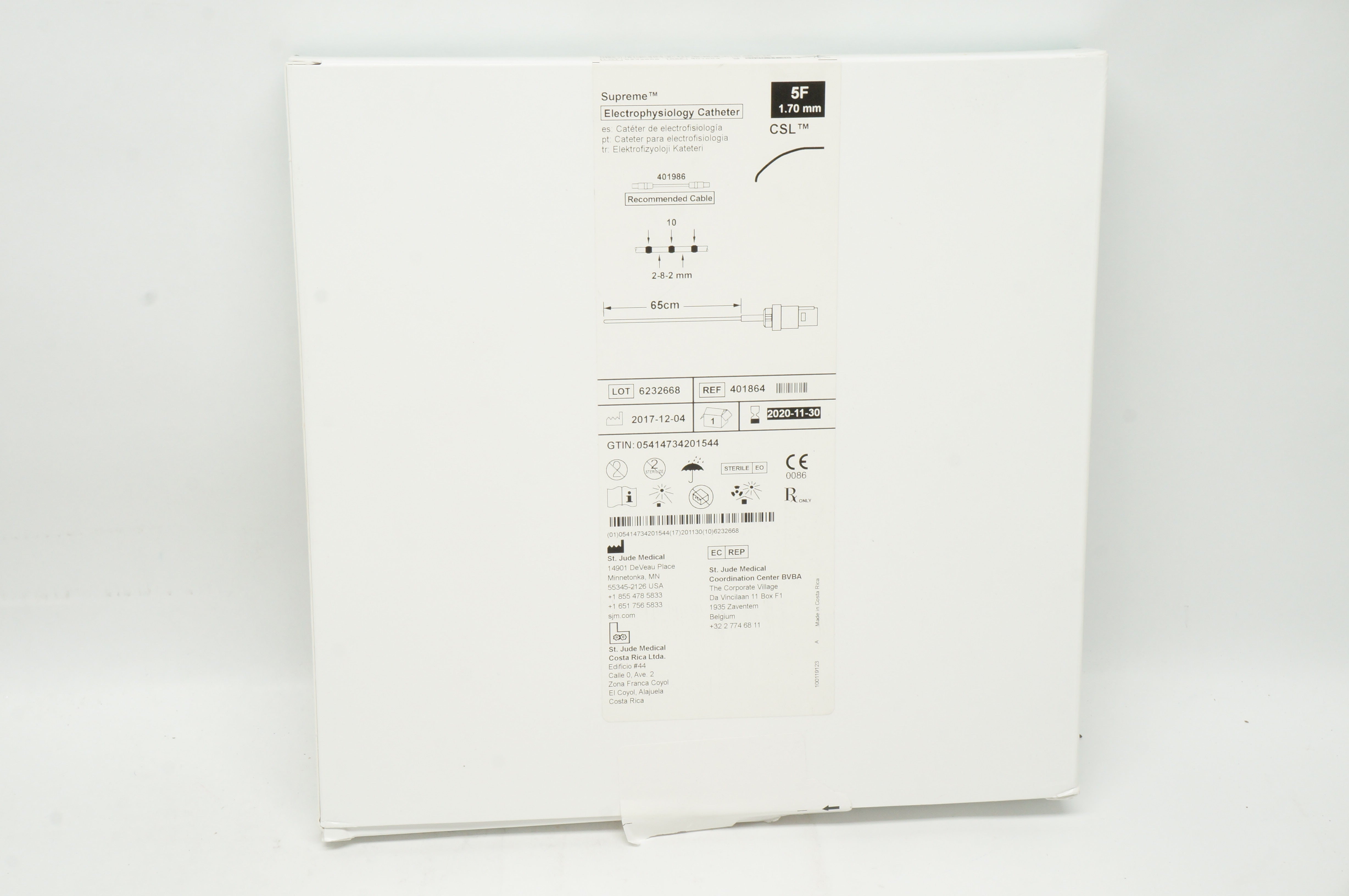 St Jude Medical 401864 Supreme Electrophysiology Catheter 5F 1.70mm (x)