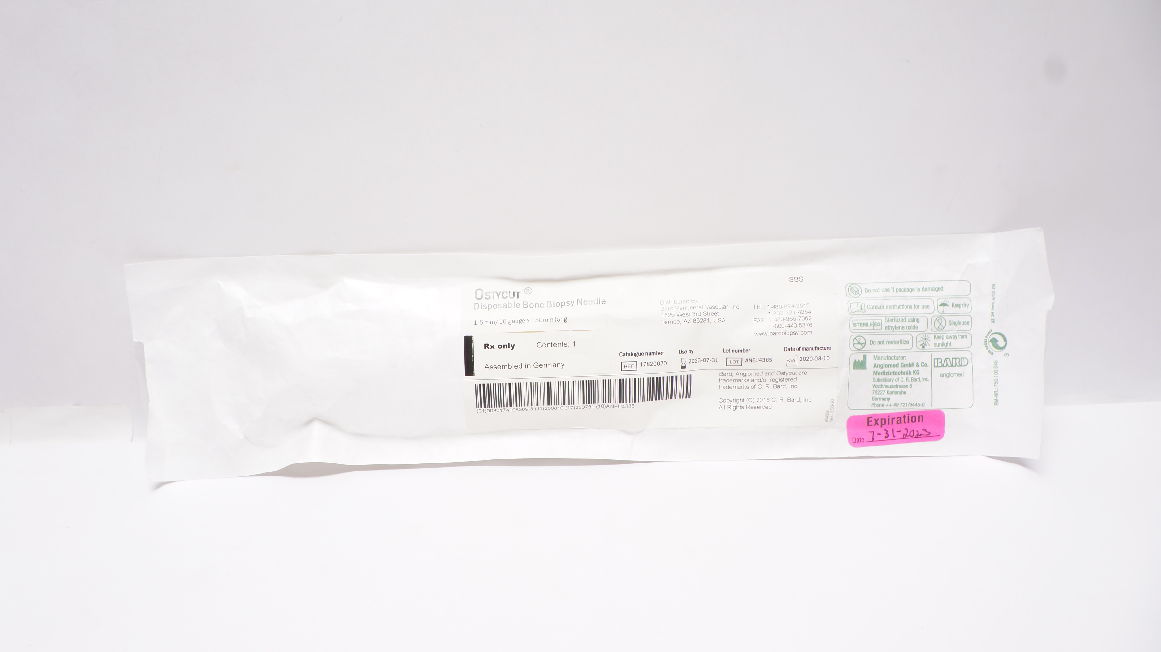 Bard 17820070 Ostycut Disposable Bone Biopsy Ndle 1.6mm/16Ga x 150mm (x)