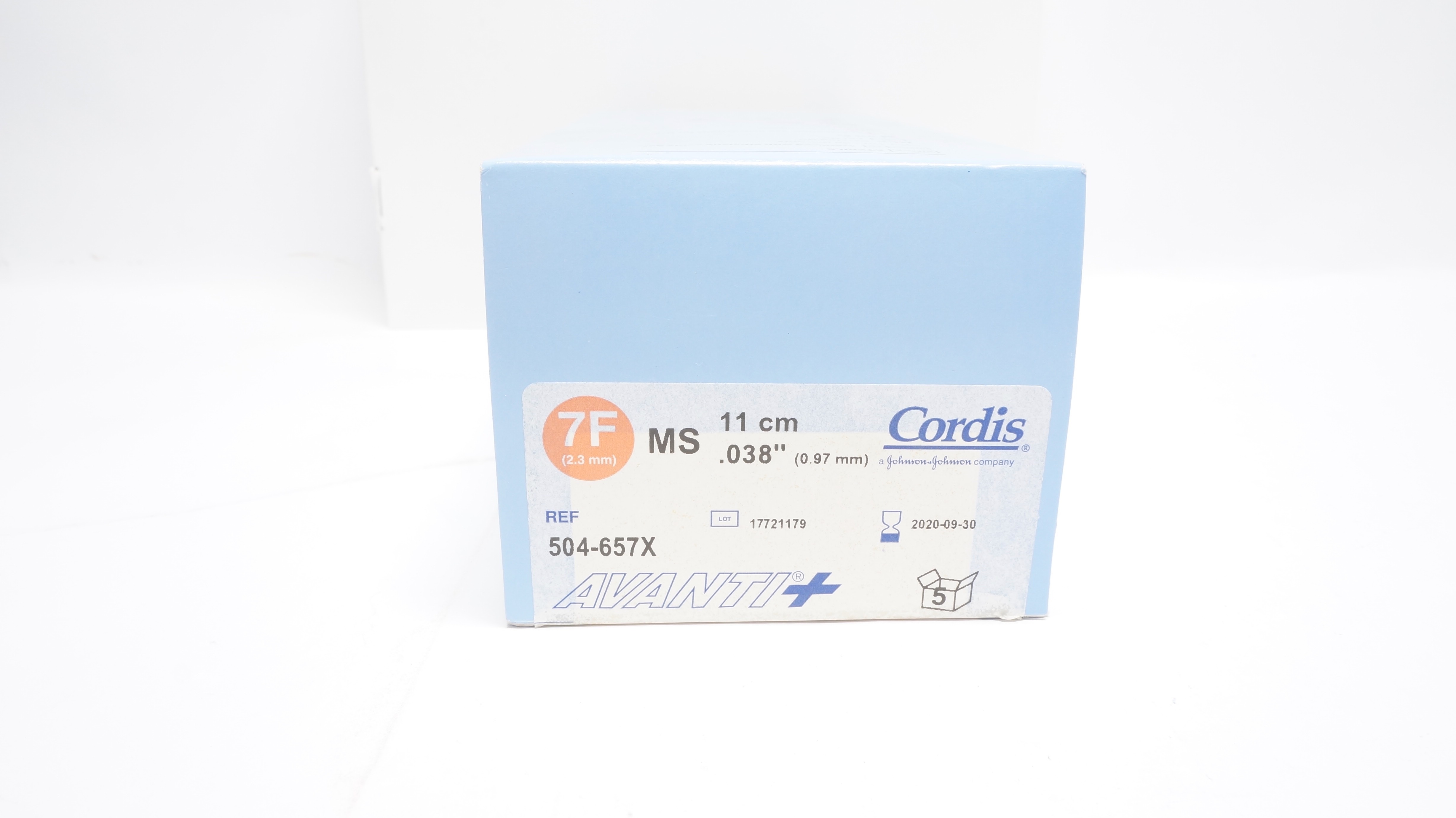 Cordis 504-657X AVANTI Plus Introducers 11cm x 0.038inch (x) - Box of 5