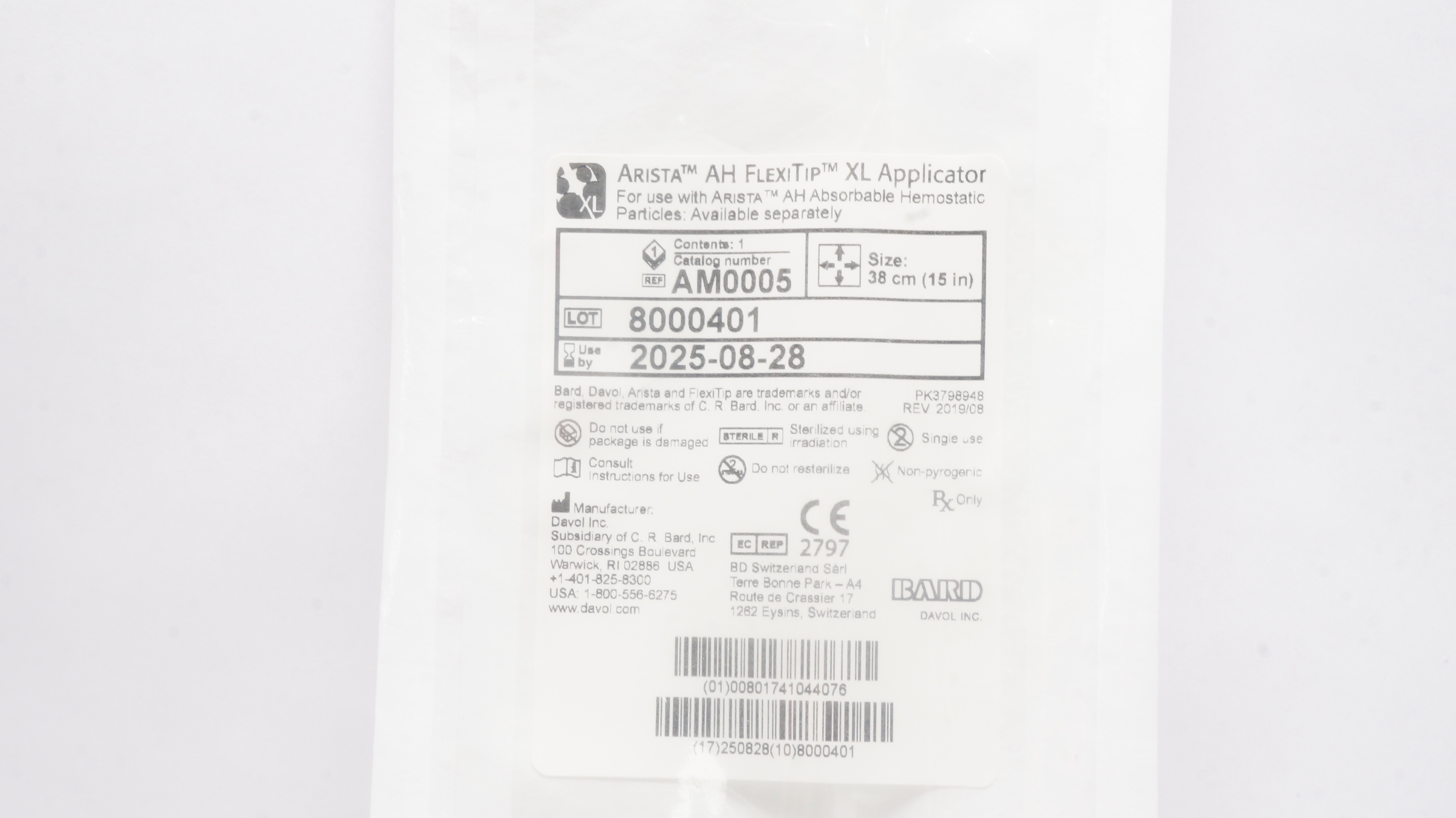 Bard AM0005 Davol Arista AH FlexiTip XL Applicator 15inch