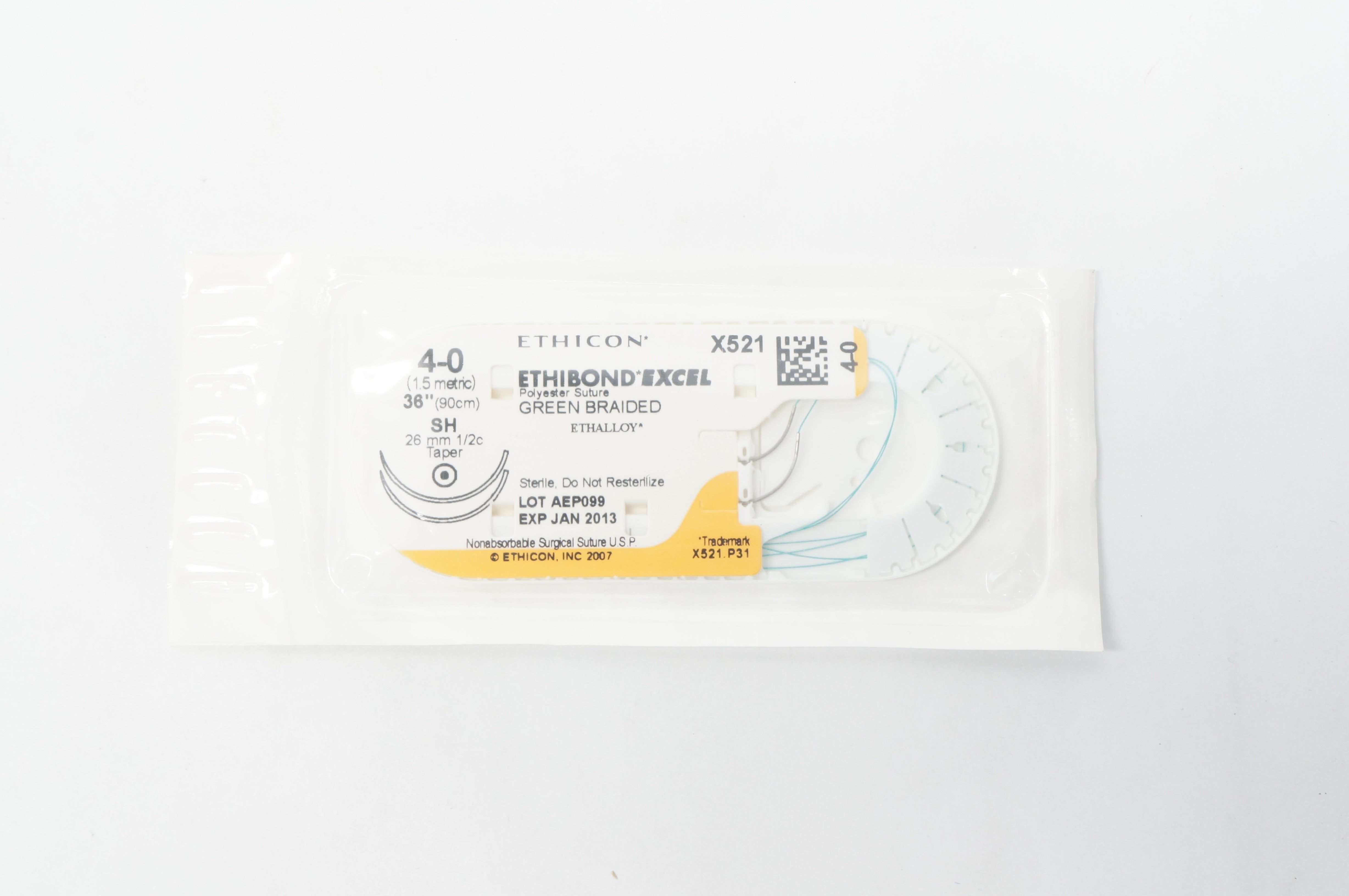 Ethicon X521 4-0 ETHIBOND EXCEL SH 26mm 1/2c 36in. (x)
