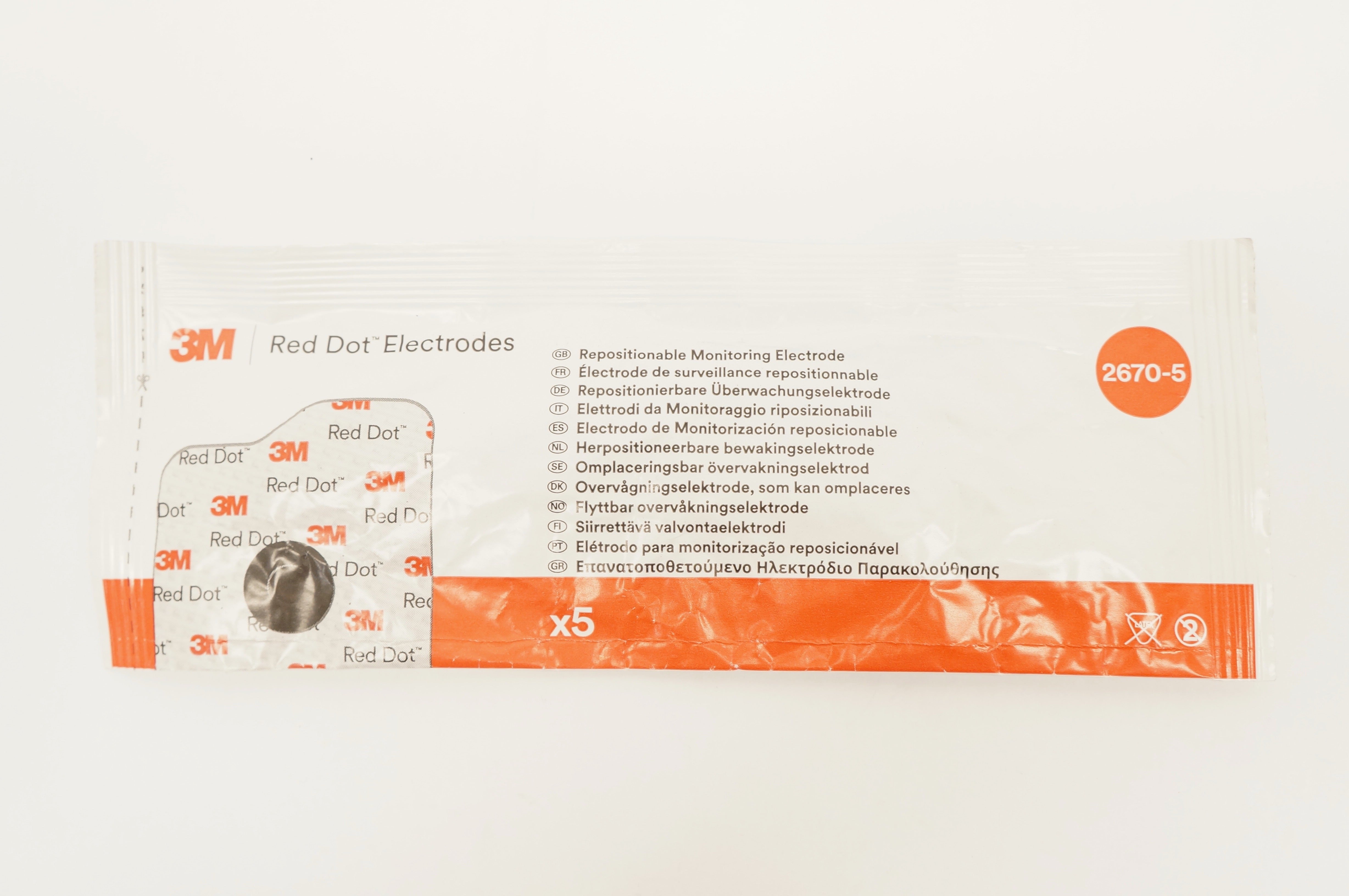 3M 2670-5 Red Dot Electrodes Repositionable Monitoring Electrode (x) - Pack of 5