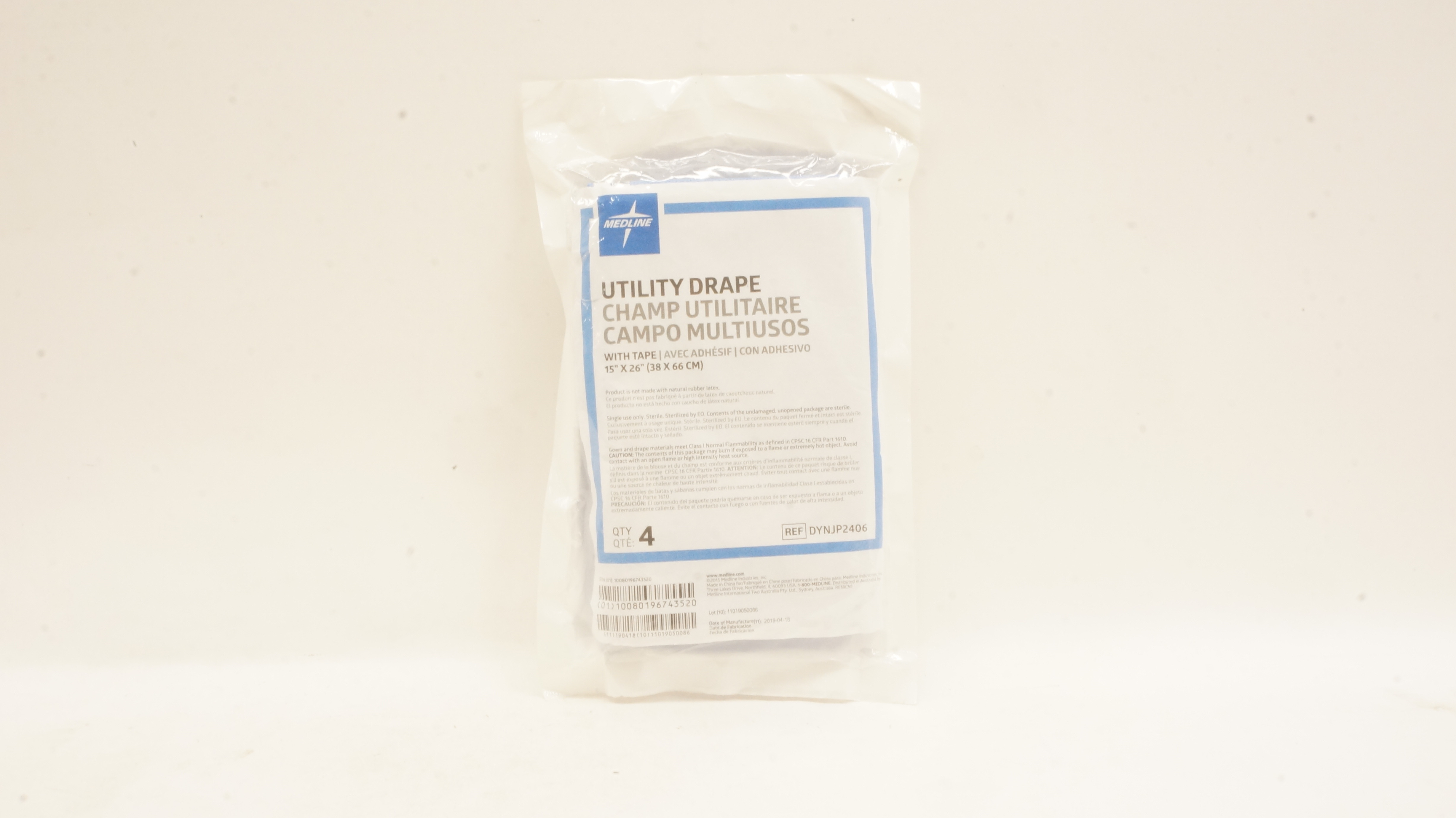 Medline DYNJP2406 Utility Drape with Tape 15 inch x 26 inch - Pack of 4