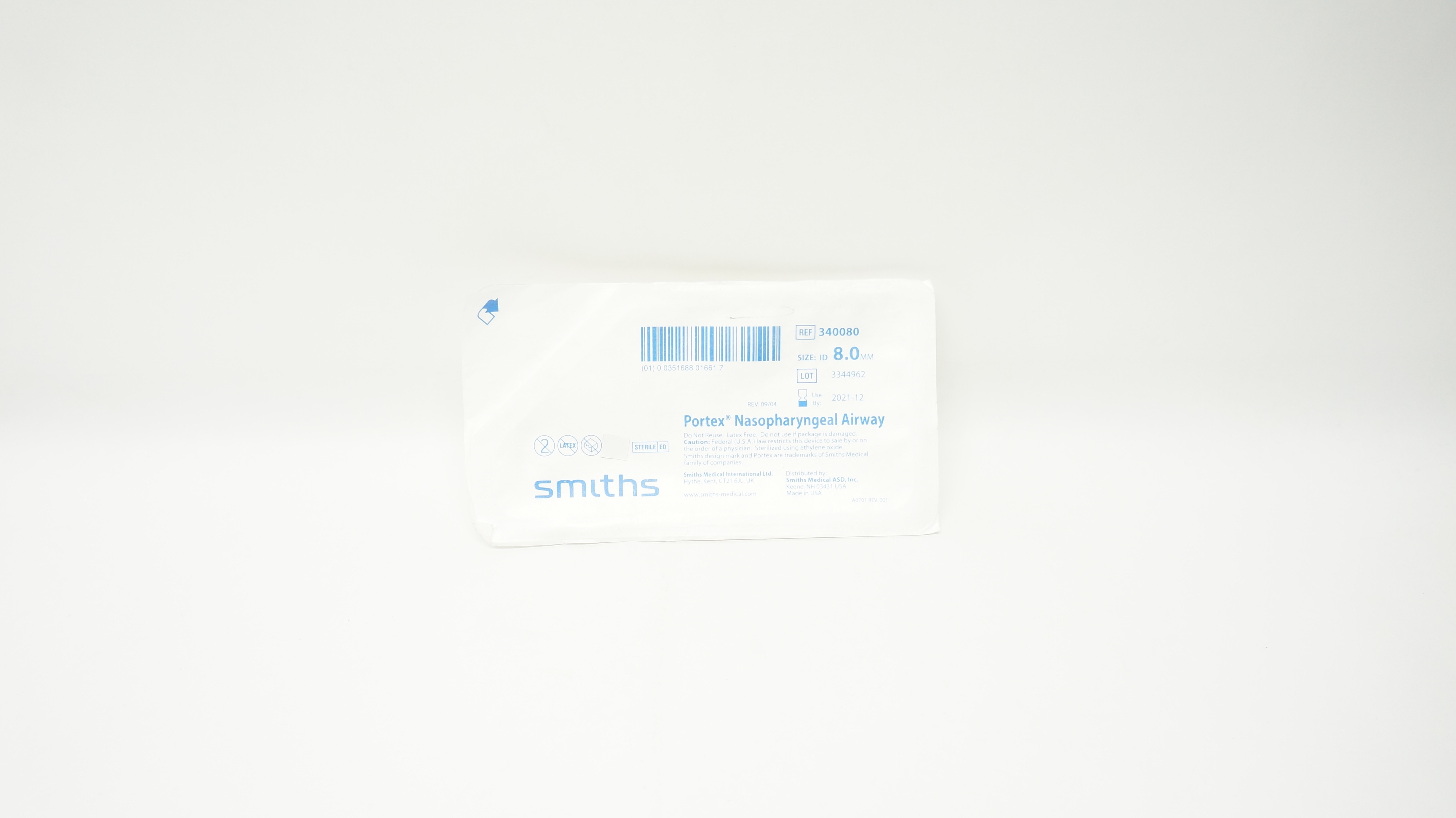Smiths Medical 340080 Portex Nasopharyngeal Airway Size: ID 8.0 mm (x)