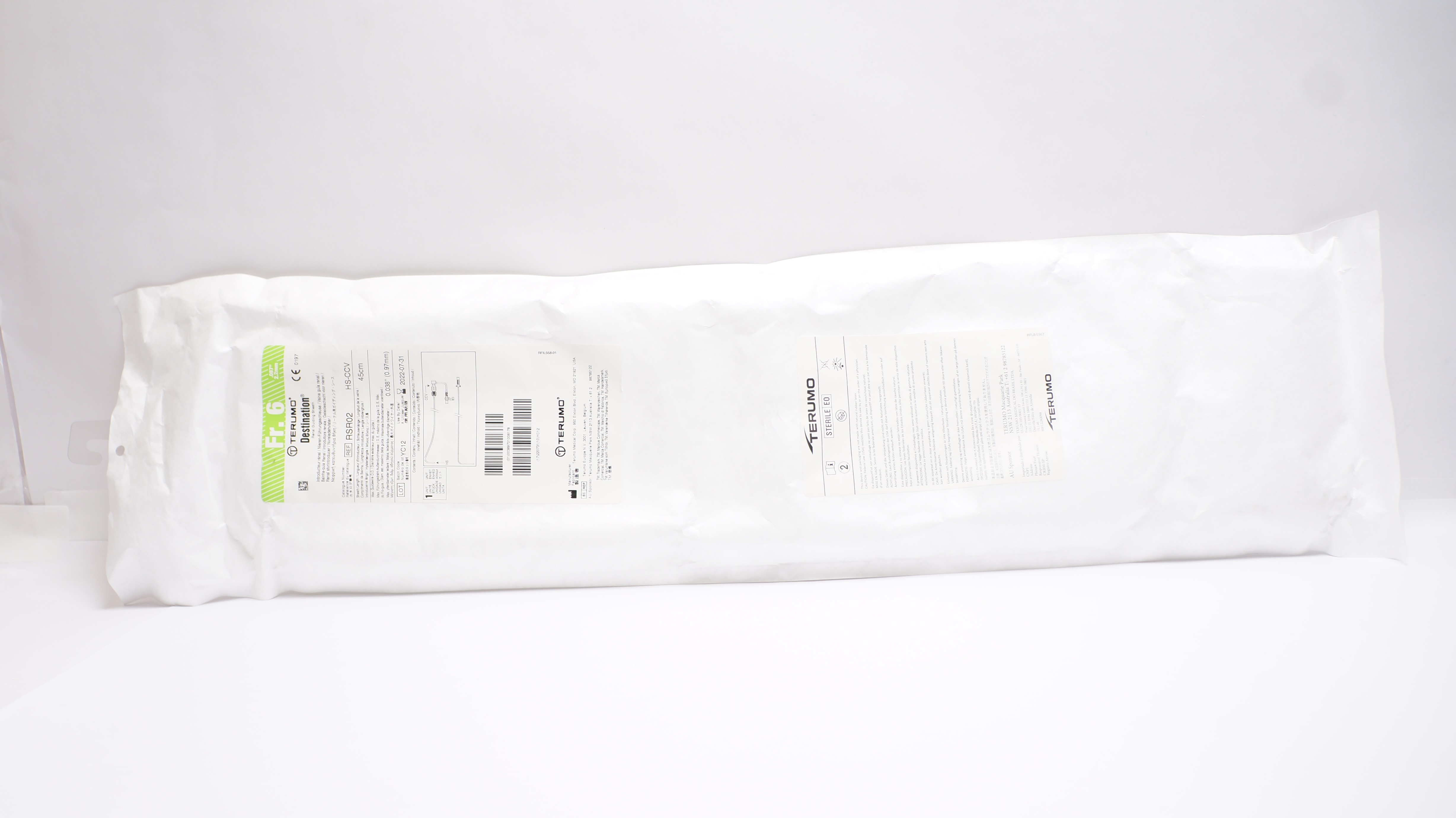 Terumo RSR02 Destination Renal Guiding Sheath 6Fr x 45cm x 0.038inch (x)