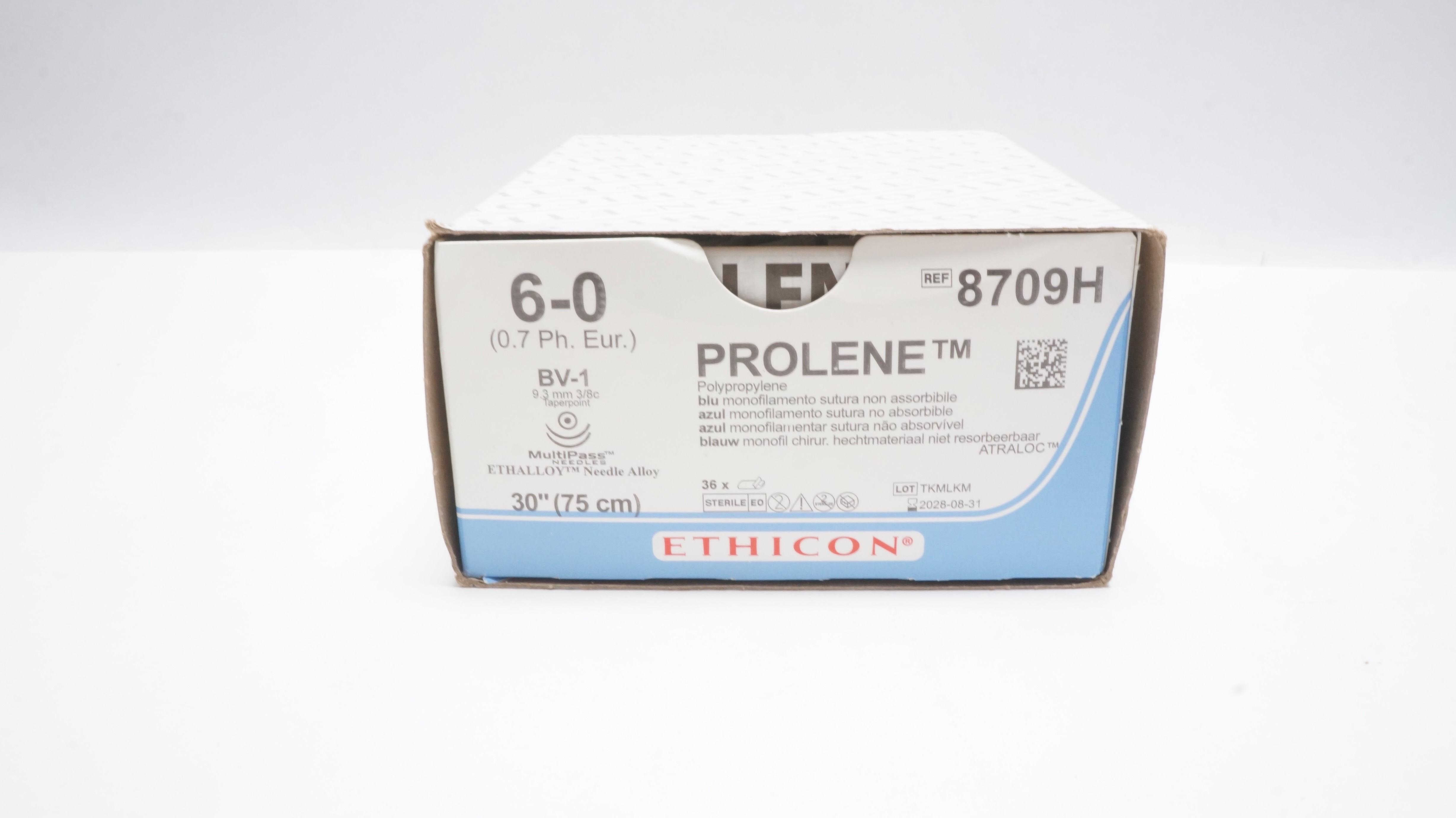 Prolene 60 Ethicon 8709H 6-0 Prolene Stre BV-1 9.3mm 3/8c Taperpoint, 30 inch ...