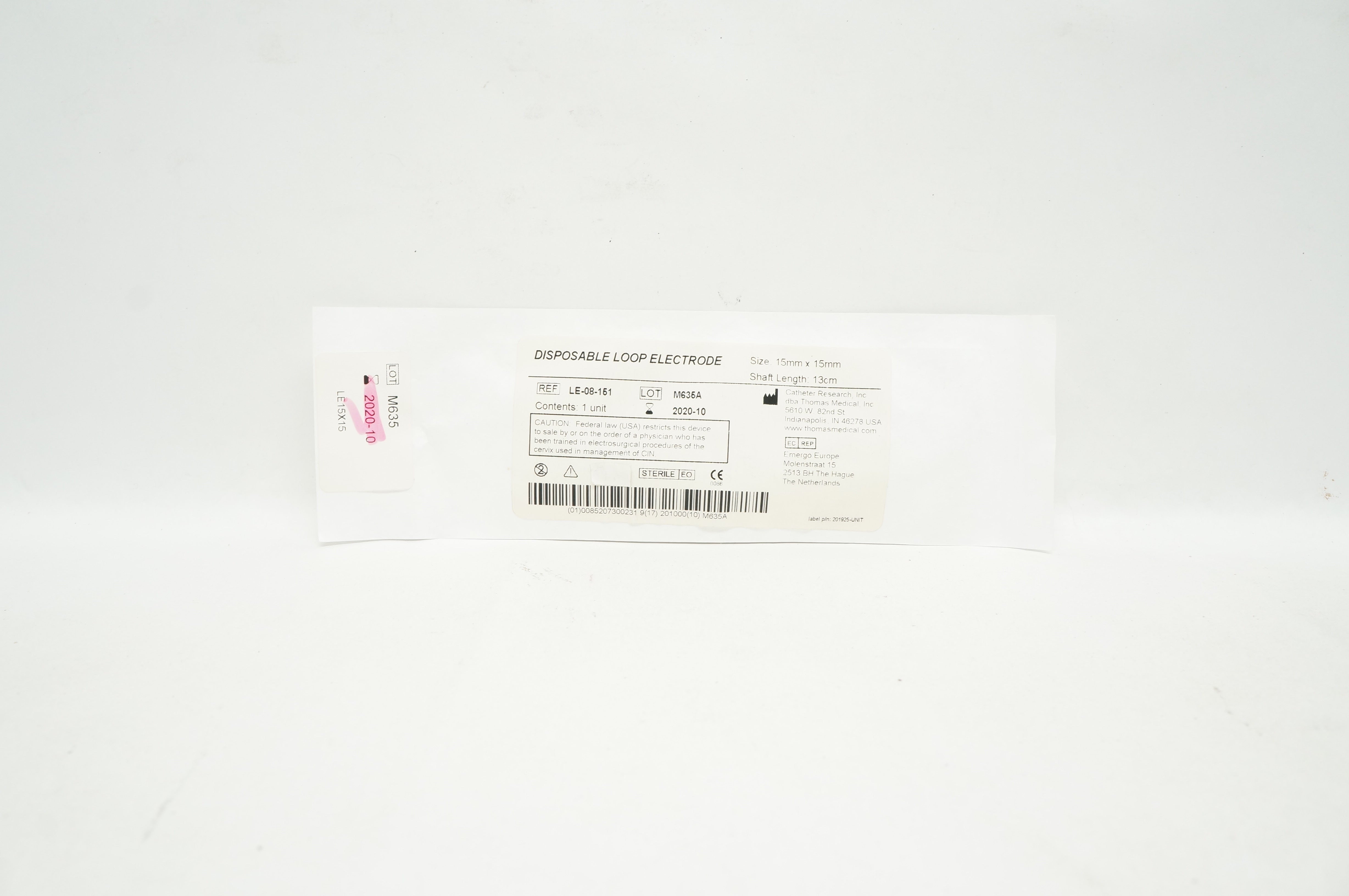 Thomas Medical LE-08-151 Disposable Loop Electrode 15mm x 15mm x 13cm (x)