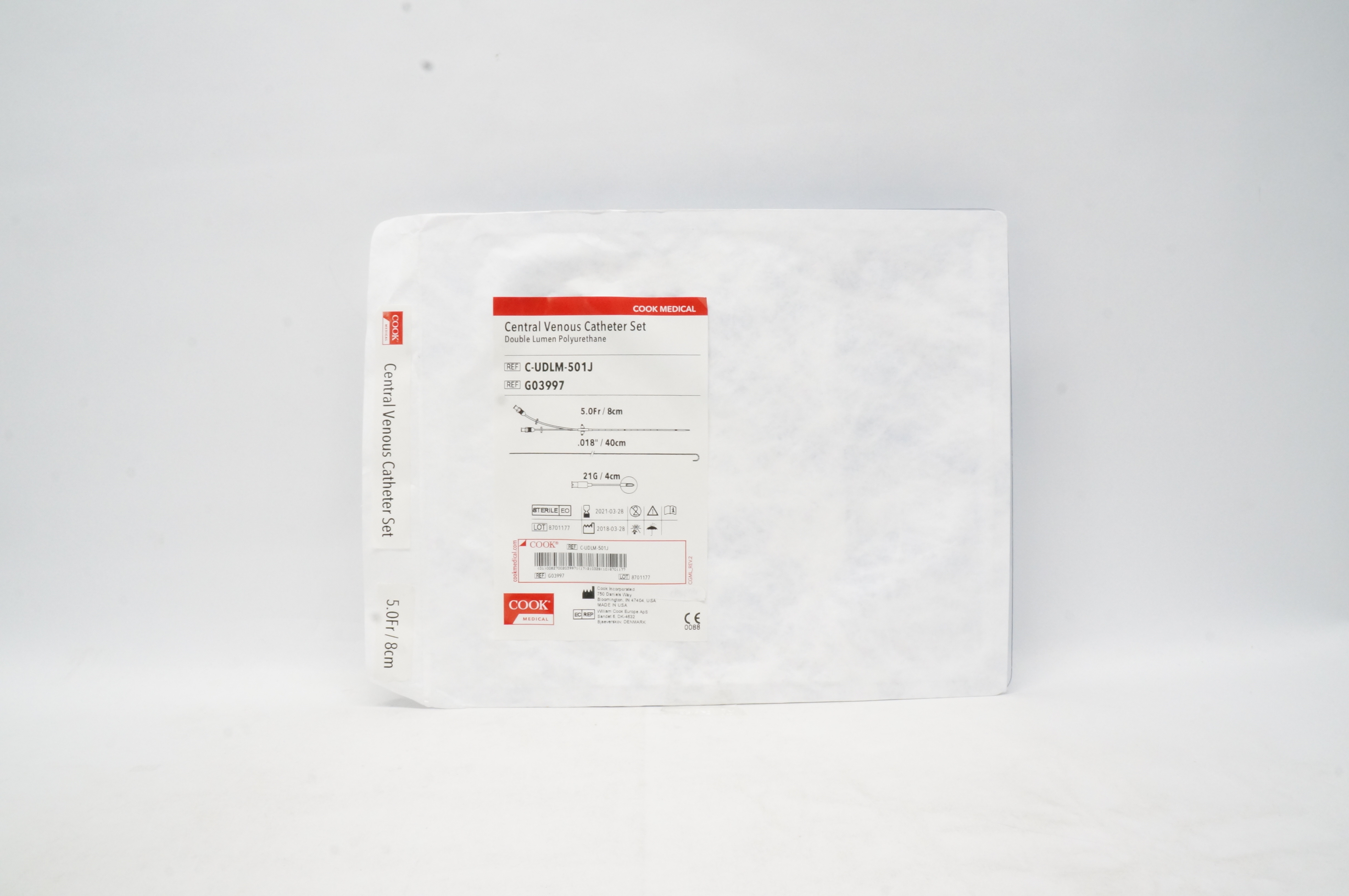 Cook G03997 Central Venous Cath. Set 5 Fr x .018inch x 21G (x)