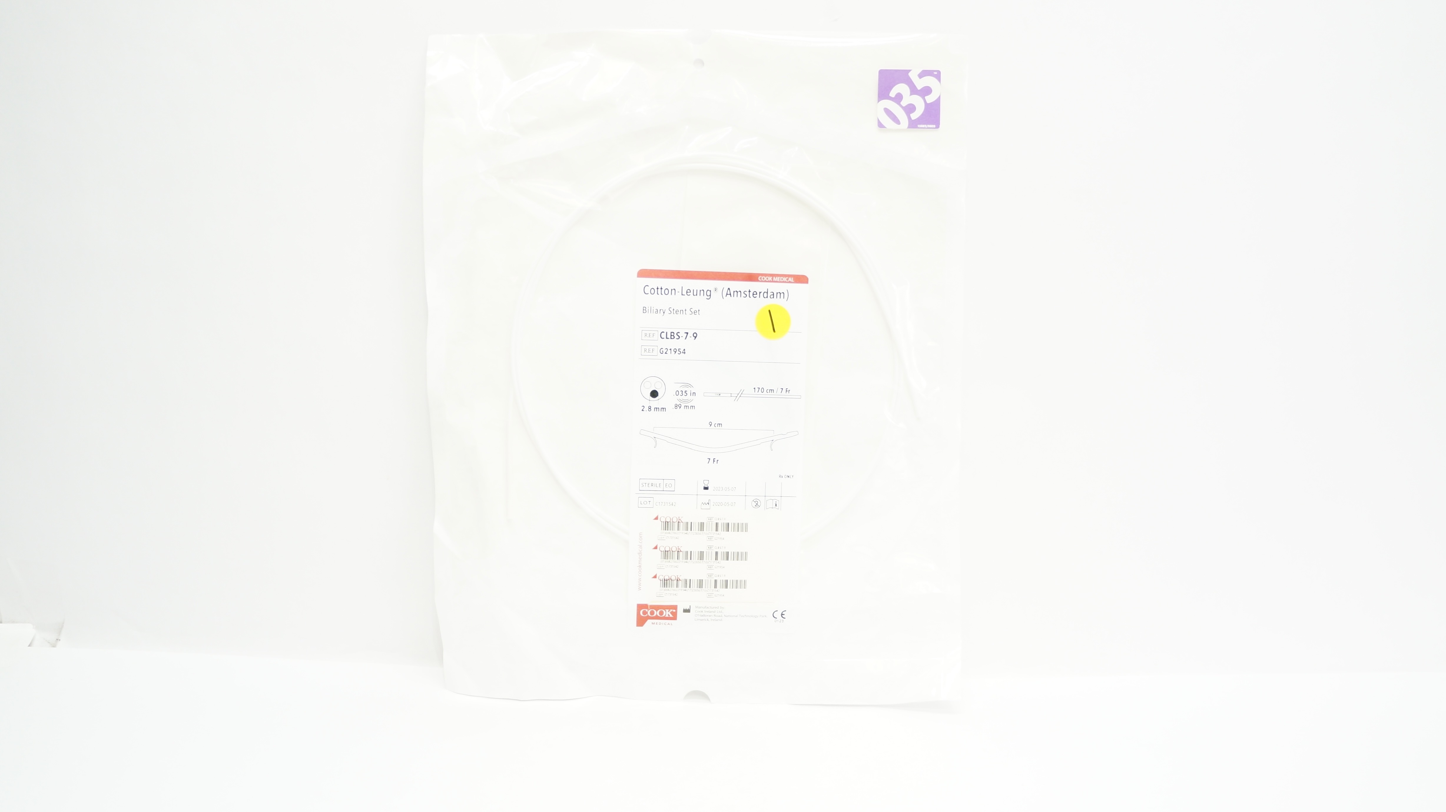 Cook Medical G21954 Cotton-Leung Biliary Stent Set 9cm x 7Fr (x)