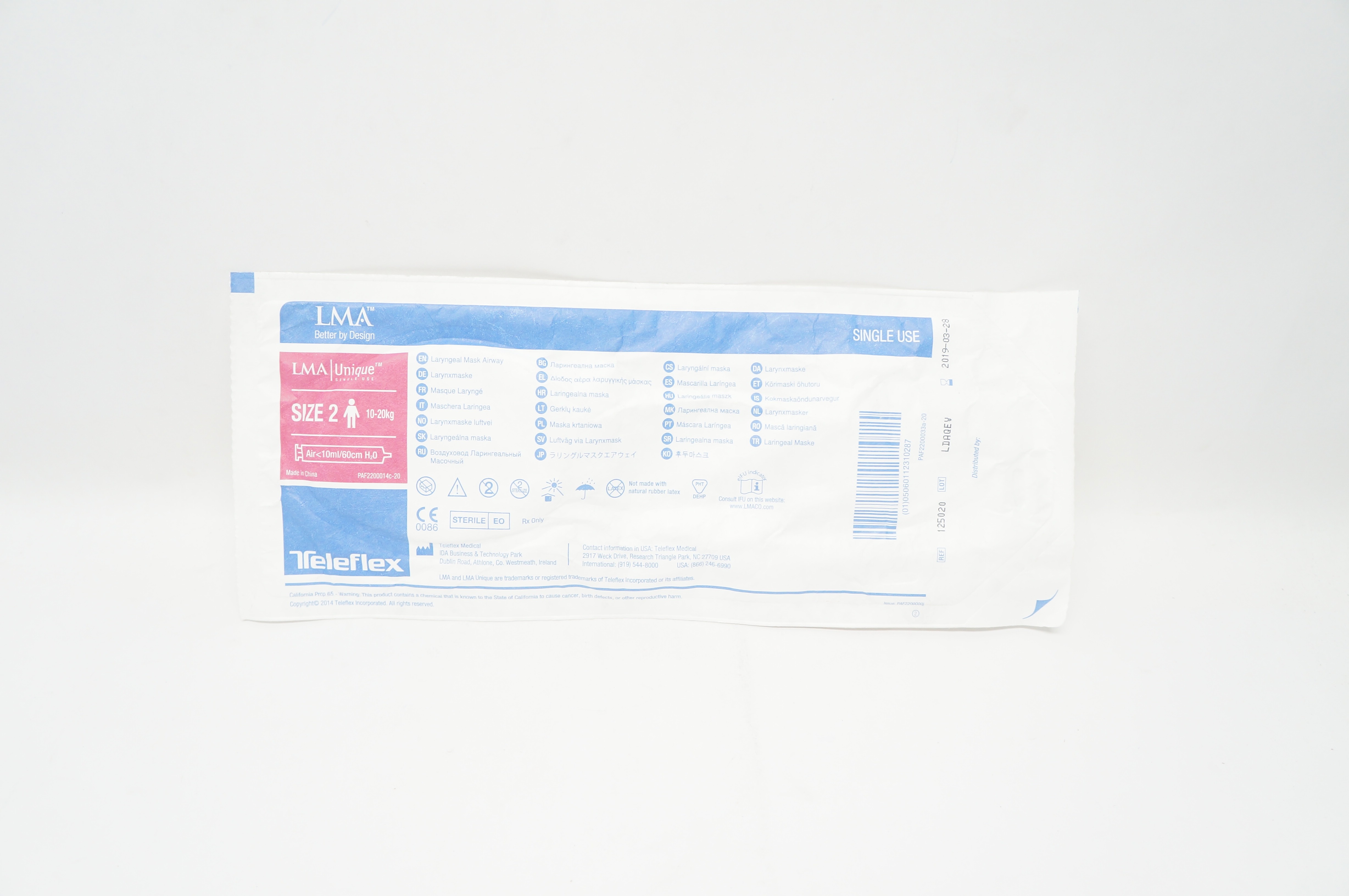 Teleflex 125020 LMA Laryngeal Mask Airway Size 2 10-20kg (x)