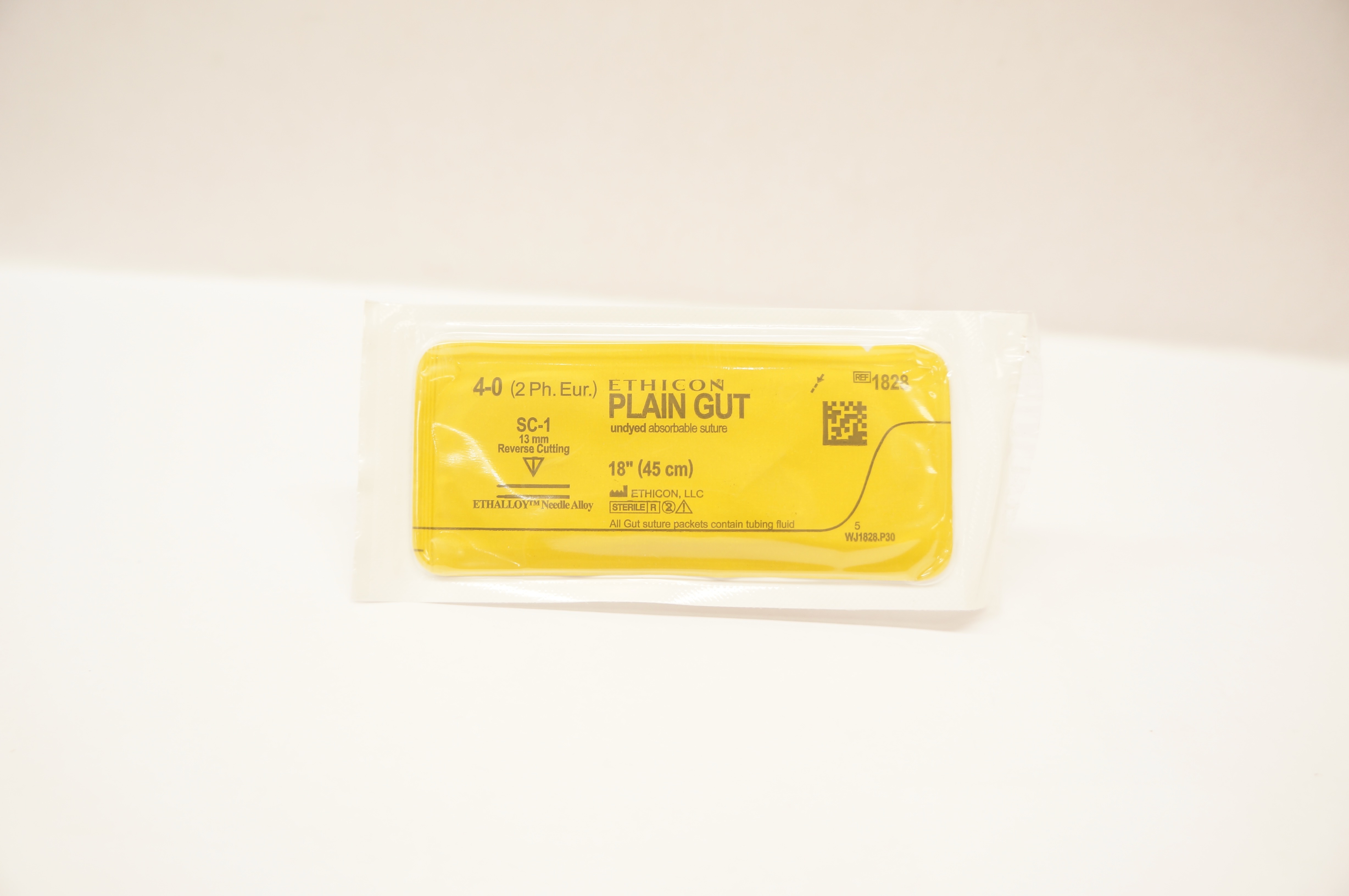 Ethicon 1828 Plain Gut 4-0 18in SC-1 13mm Reverse Cutting