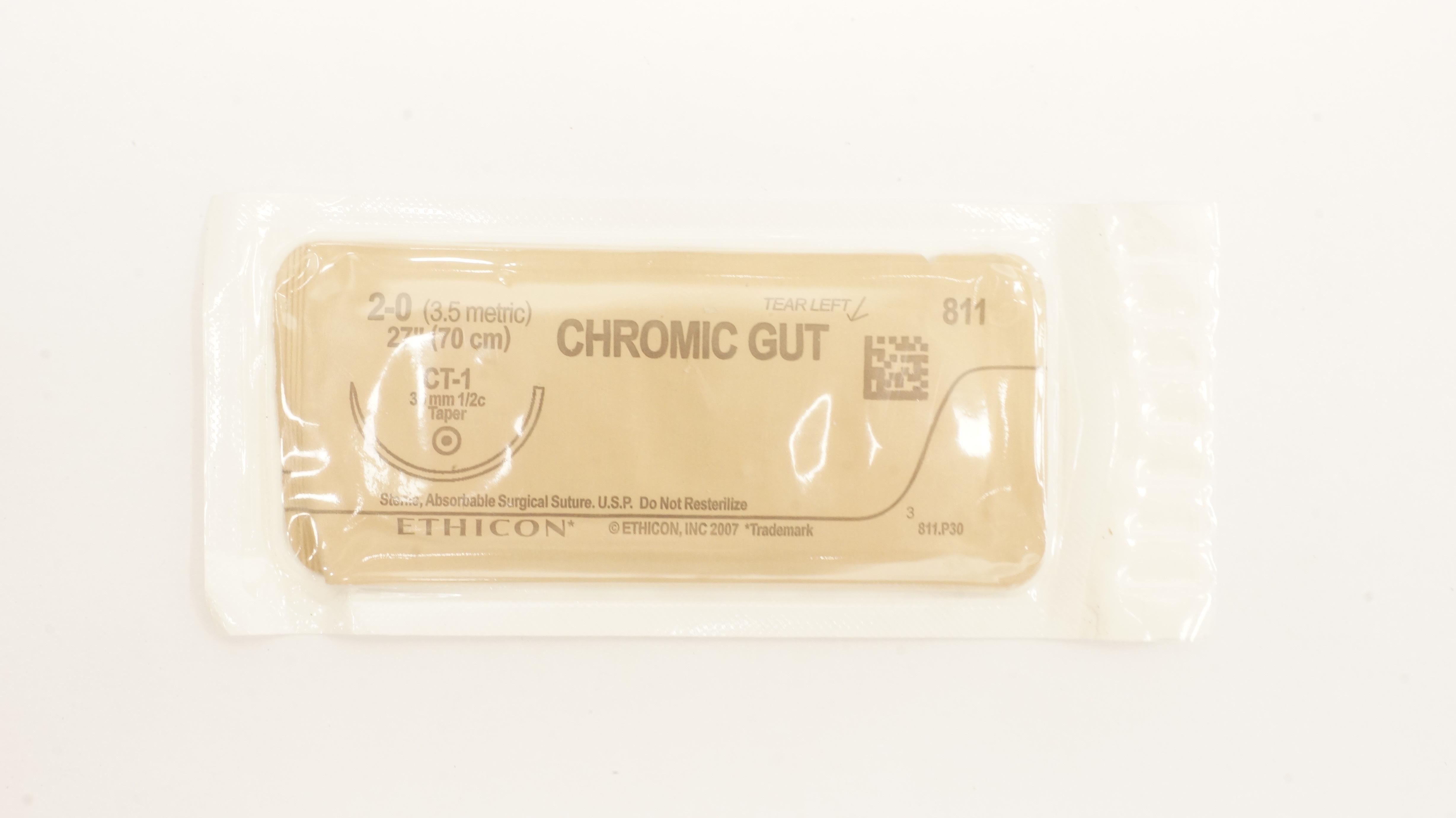 Ethicon 811 2-0 CHROMIC GUT CT-1, 36mm 1/2c Taper, 27inch (x)