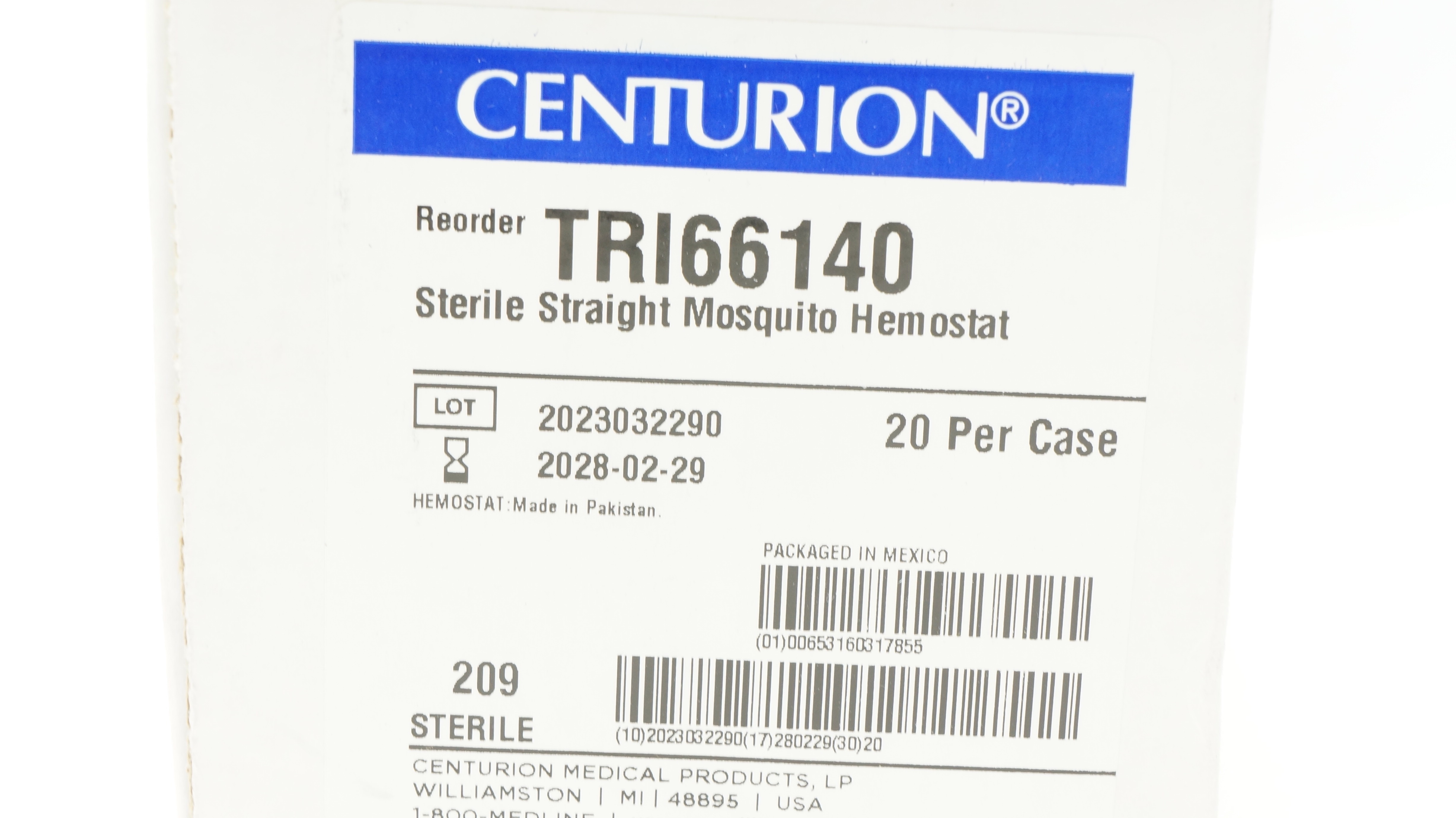 Centurion TRI66140 Mosquito Hemostat, Straight, Sterile - Box of 20