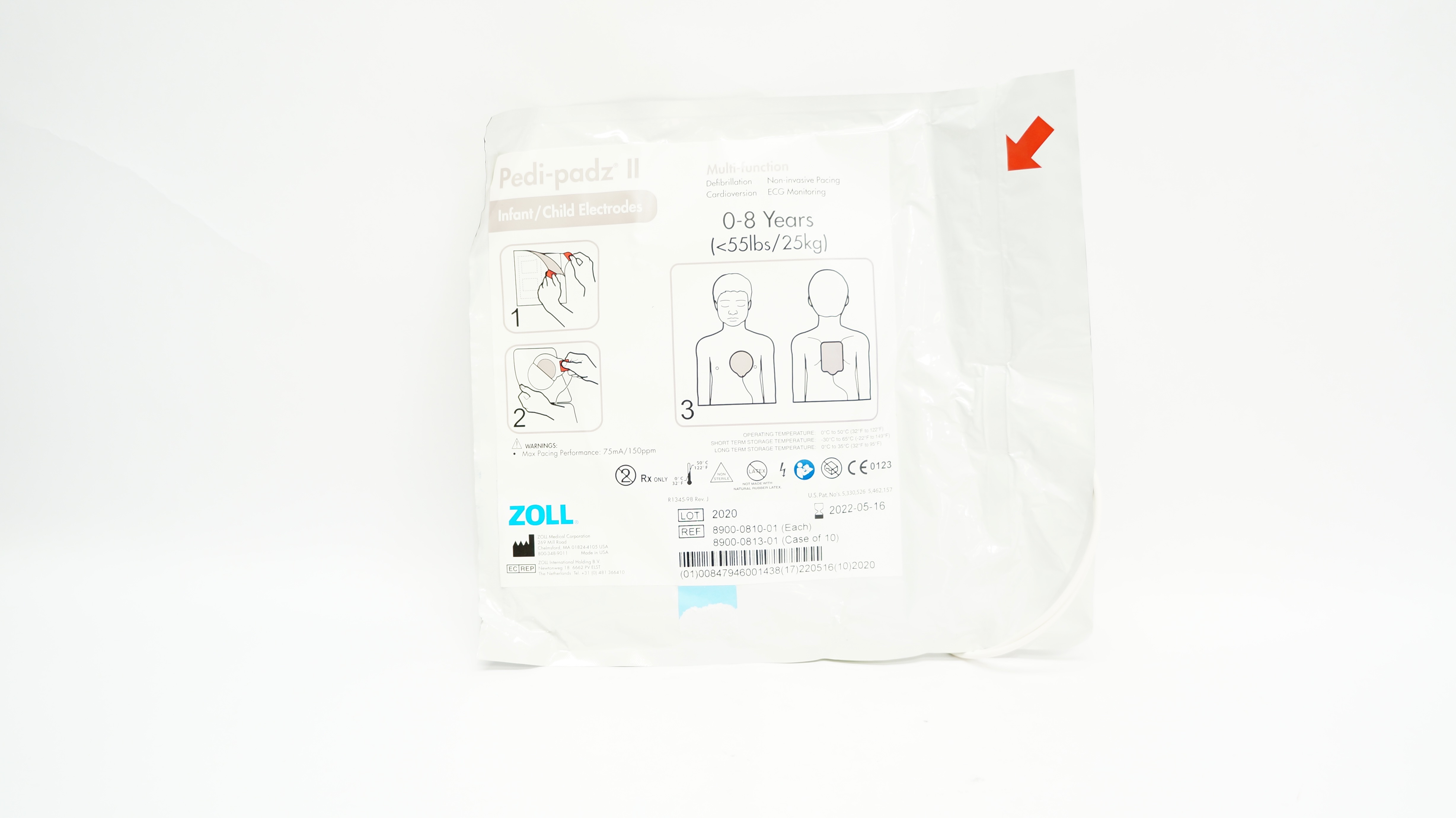 Zoll 8900-0810-01 Pedi-padz II Infant/Child Electrodes 0-8Years <55lbs (x)