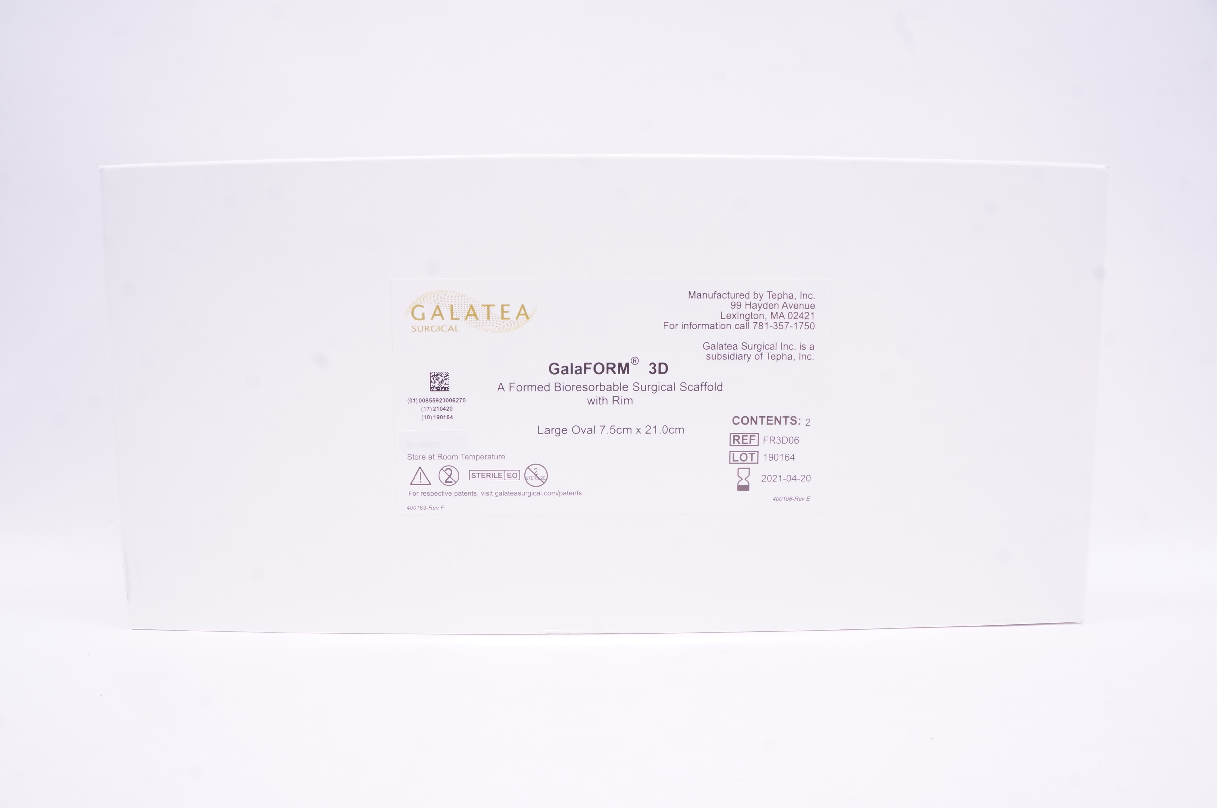 Galatea FR3D06 GalaForm 3D A Formed Bioresorbable Surgical Scaffold