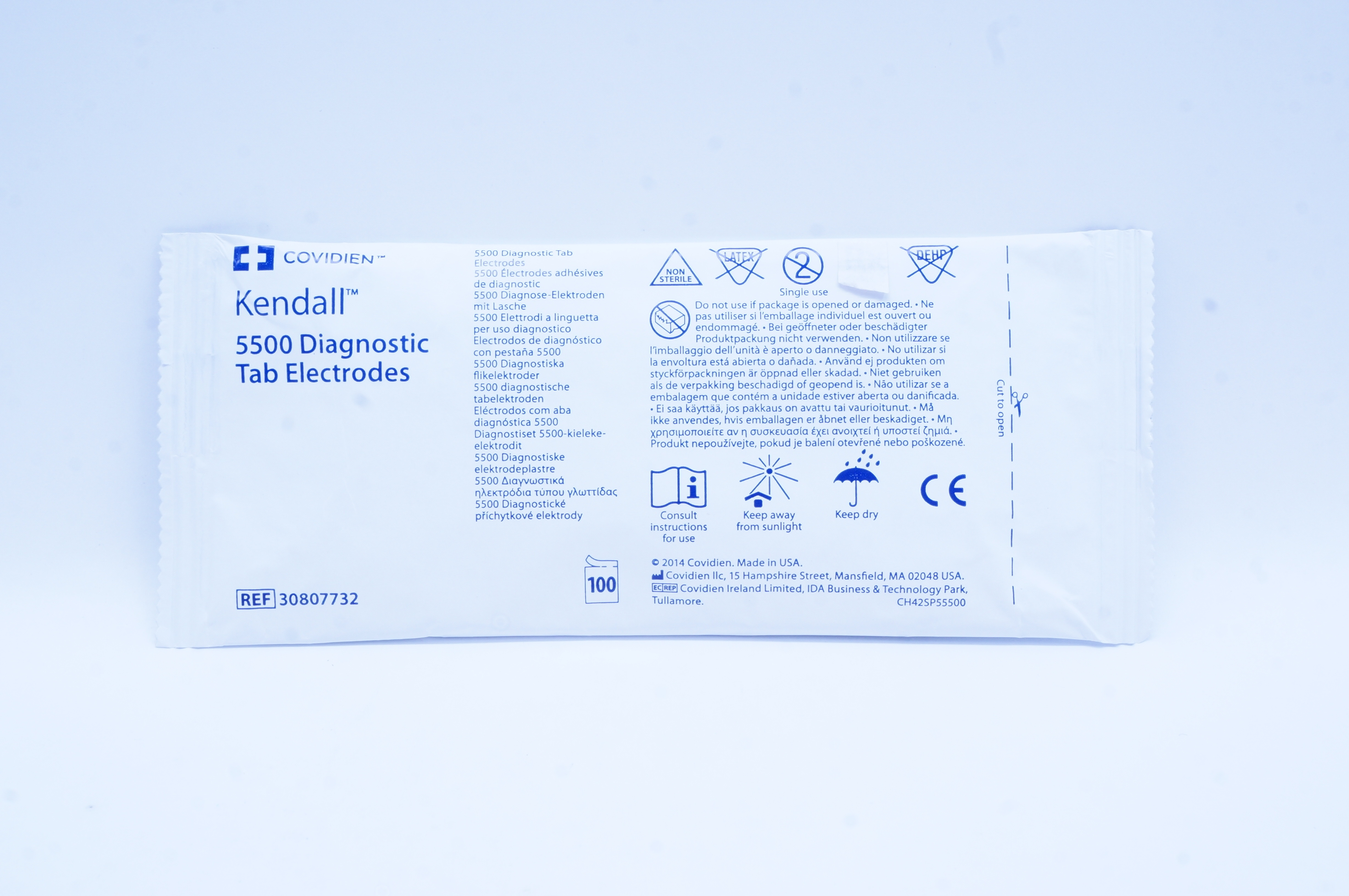 Covidien 30807732 Kendall 5500 Diagnostic Tab Electrodes Box of 100