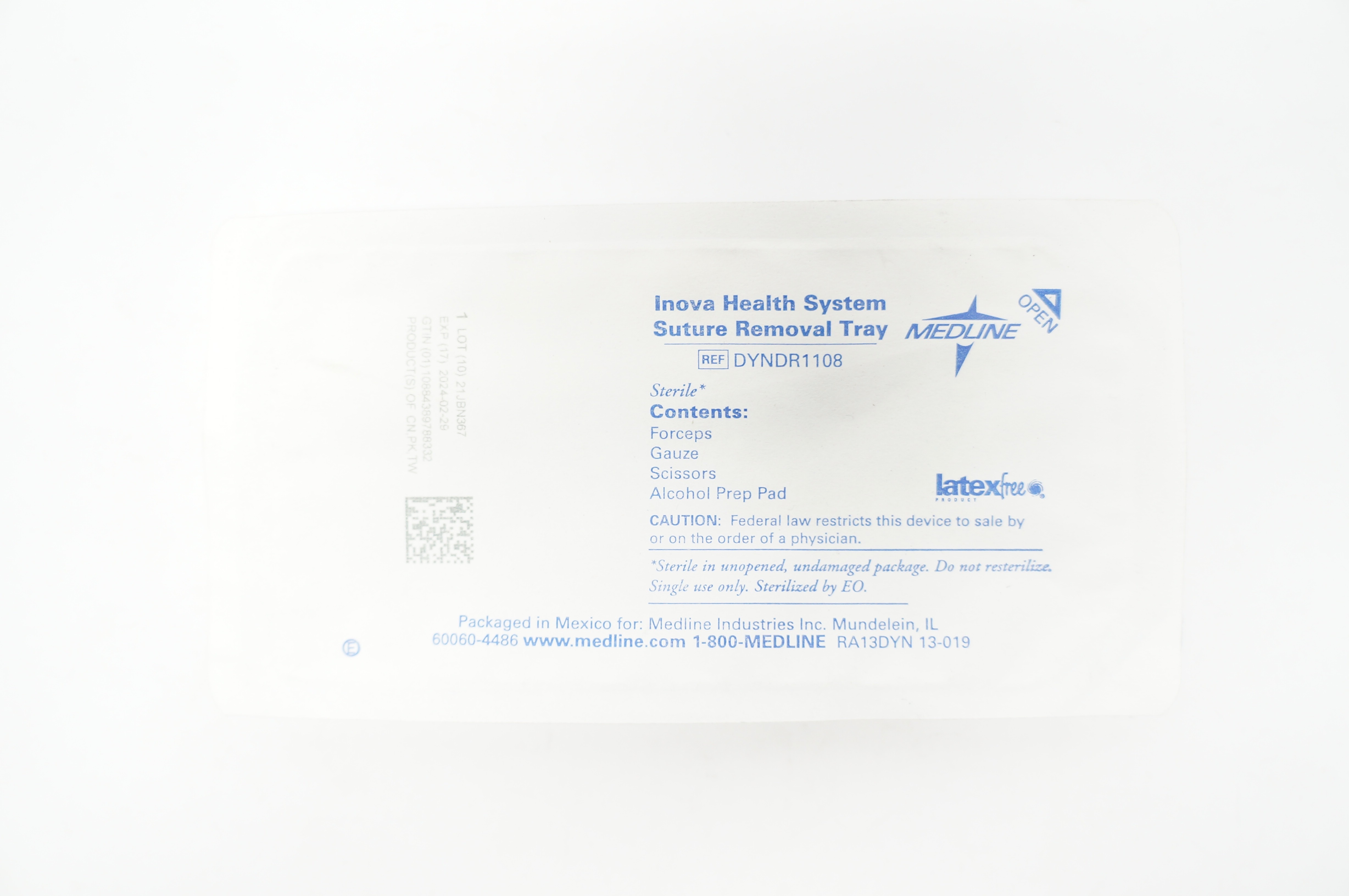 Medline DYNDR1108 Inova Health System Stre Removal Tray