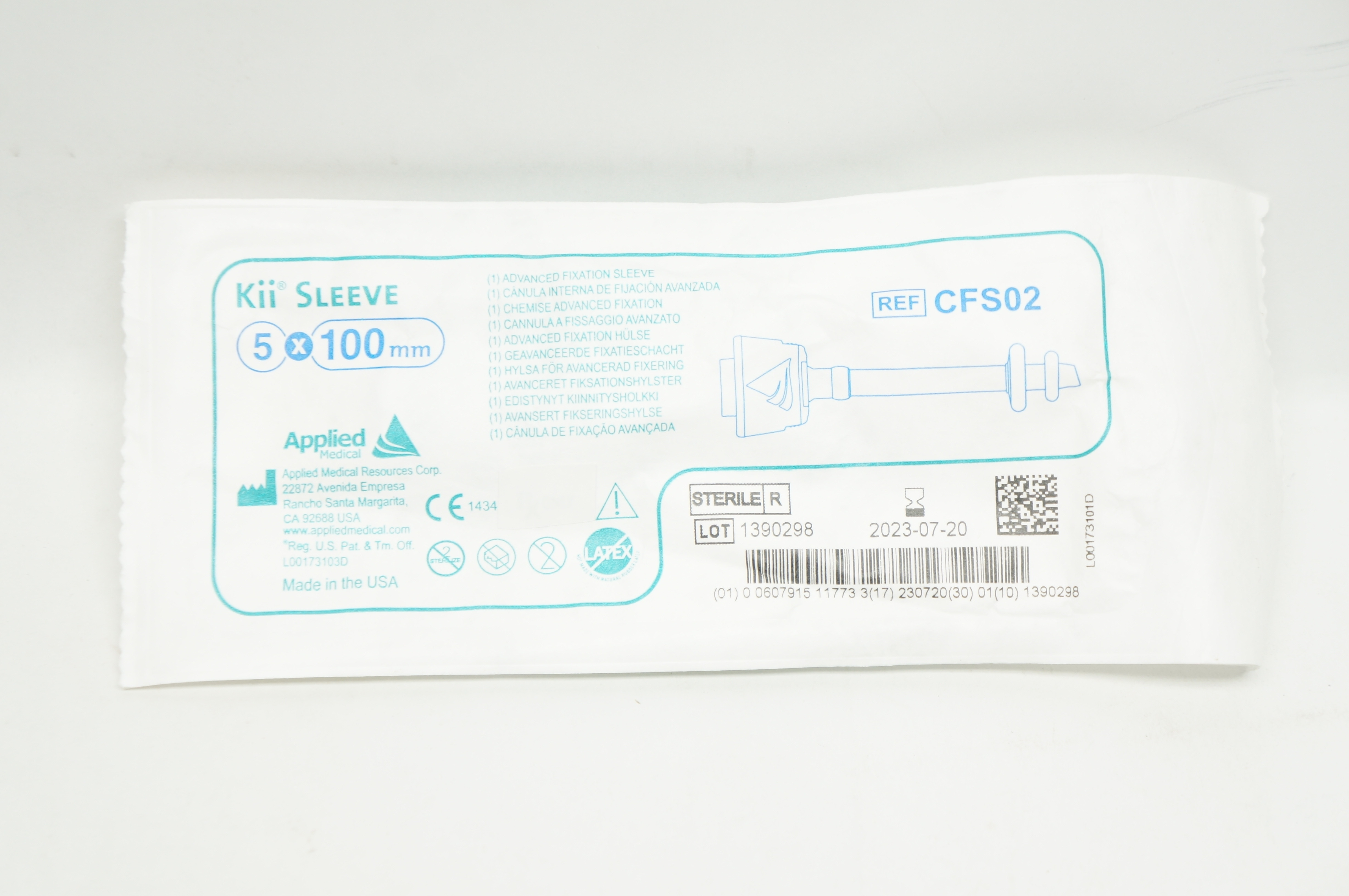 Applied Medical CFS02 Kii  Sleeve Advanced Fixation Sleeve 5mm x 100mm
