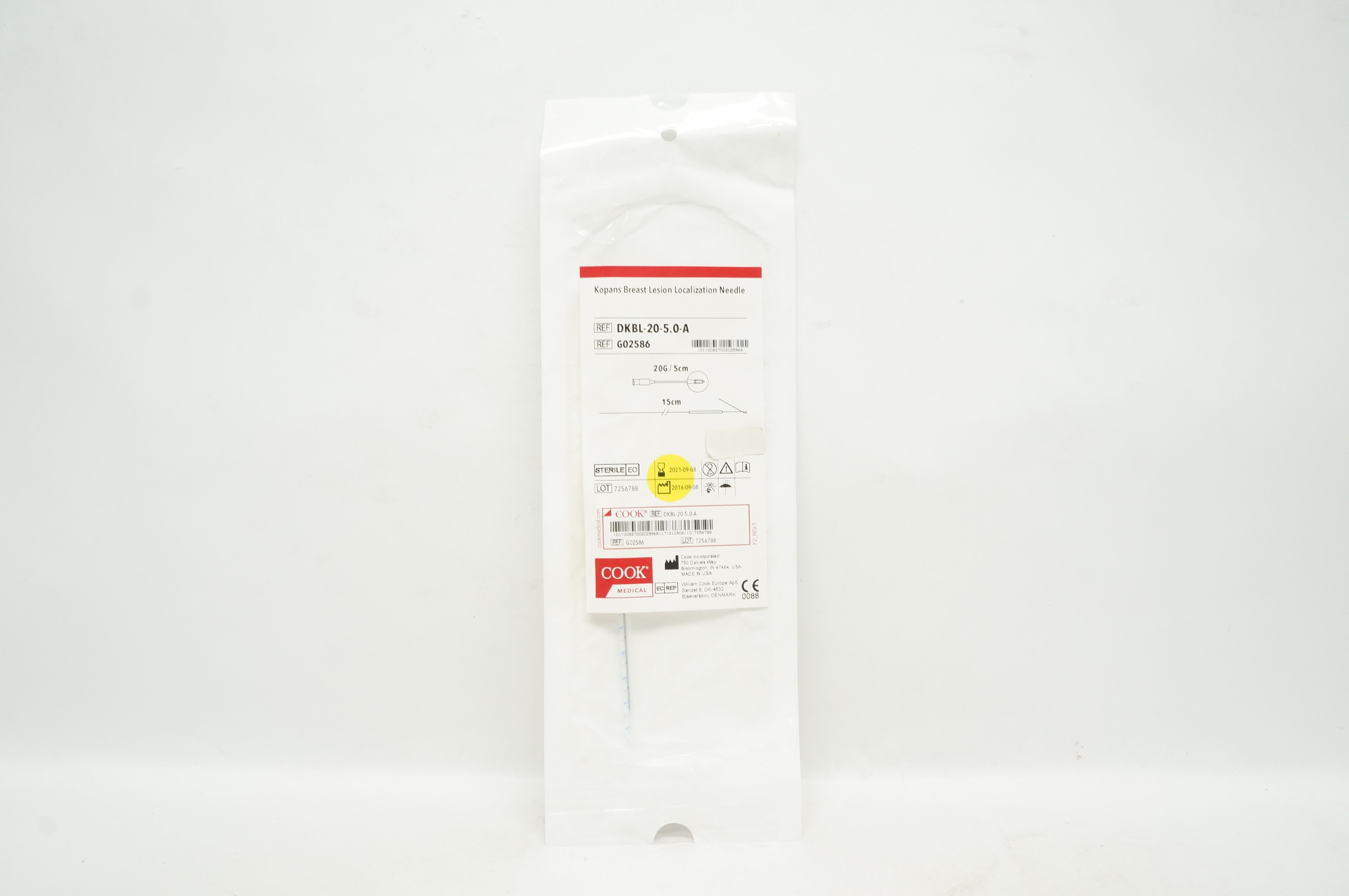 Cook Medical G02586 Kopans Breast Lesion Localization Needle, 20G x 15cm